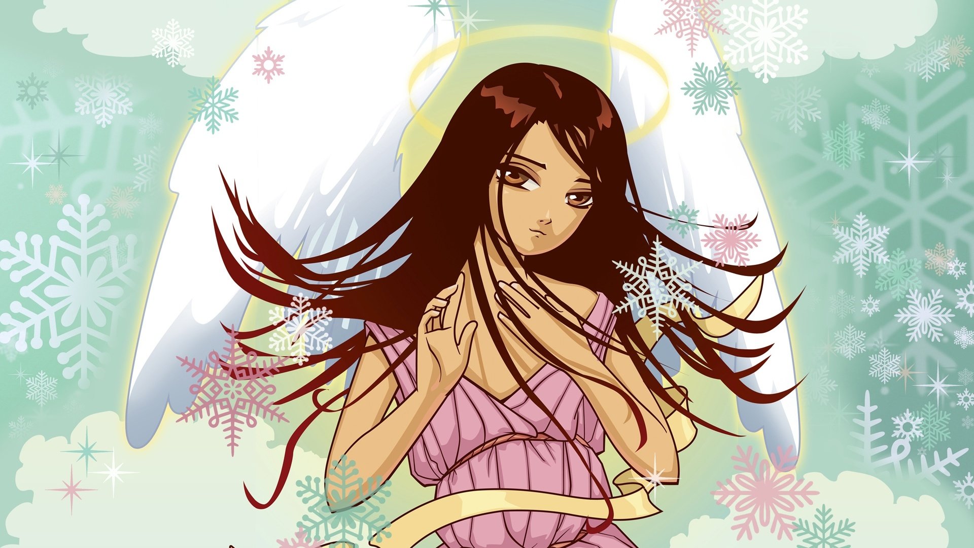 动漫,动漫少女,可爱,插画,雪天使,儿童桌面专用