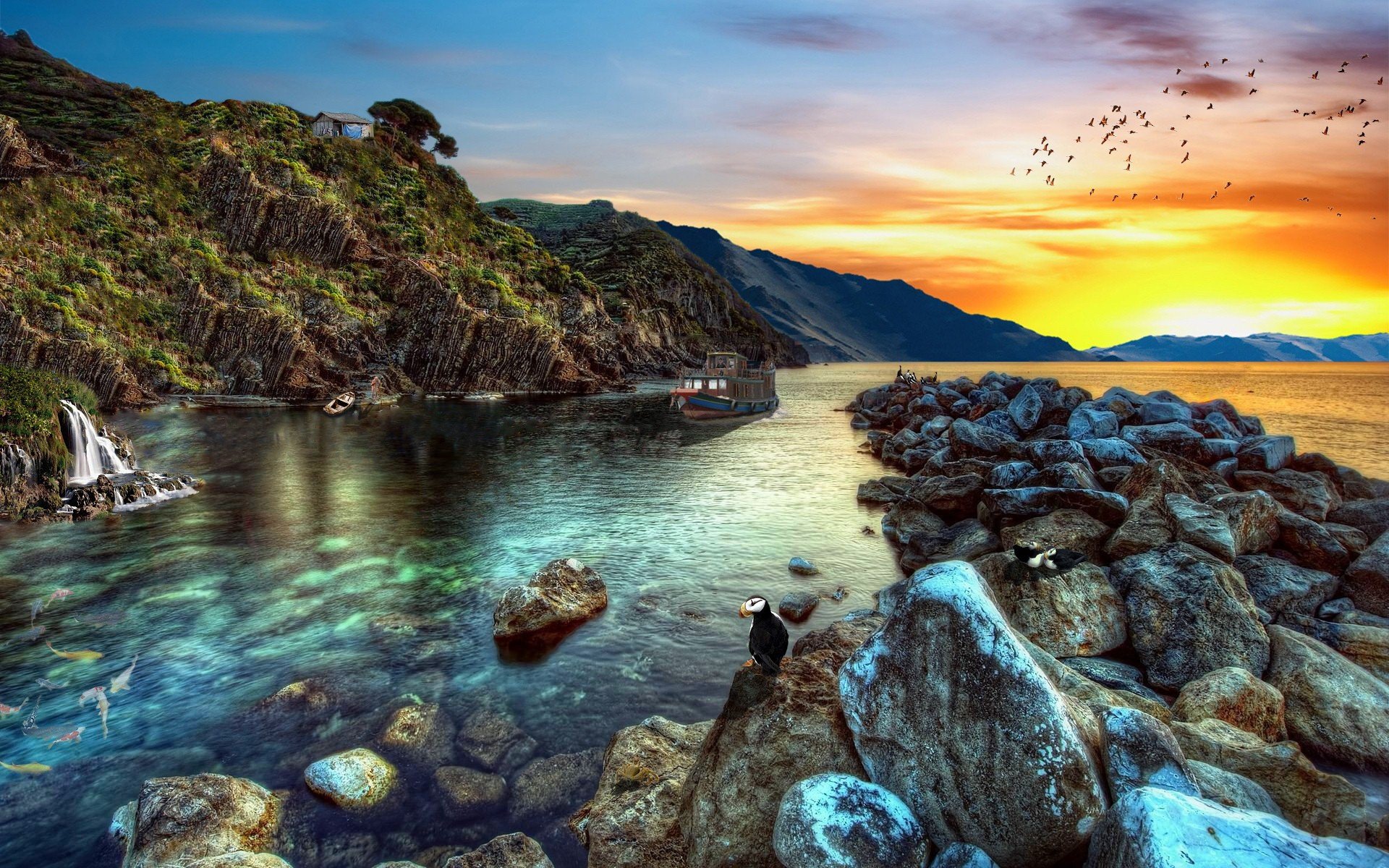 风景,自然风光,落日,夕阳,儿童桌面专用