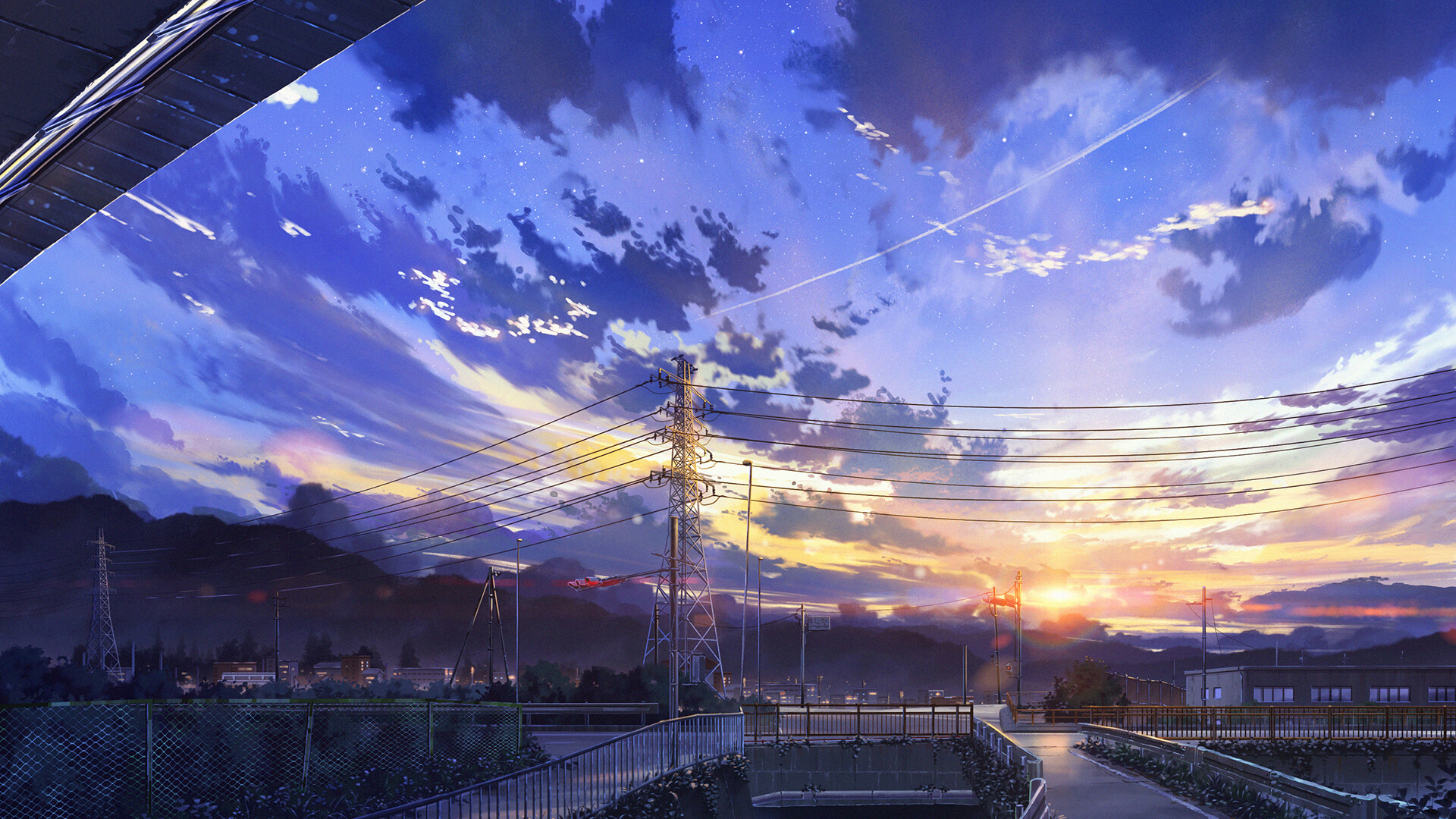 城市,傍晚,天空