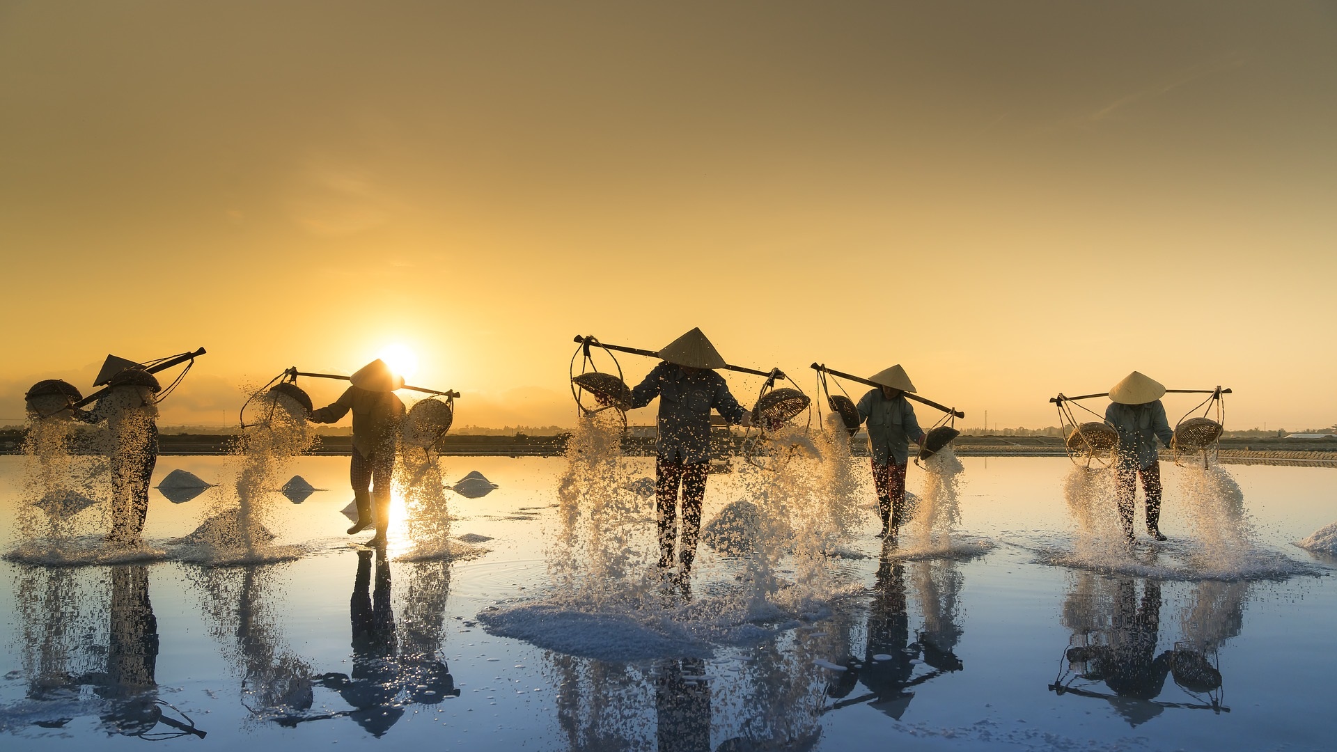 落日余晖,盐湖,晚霞