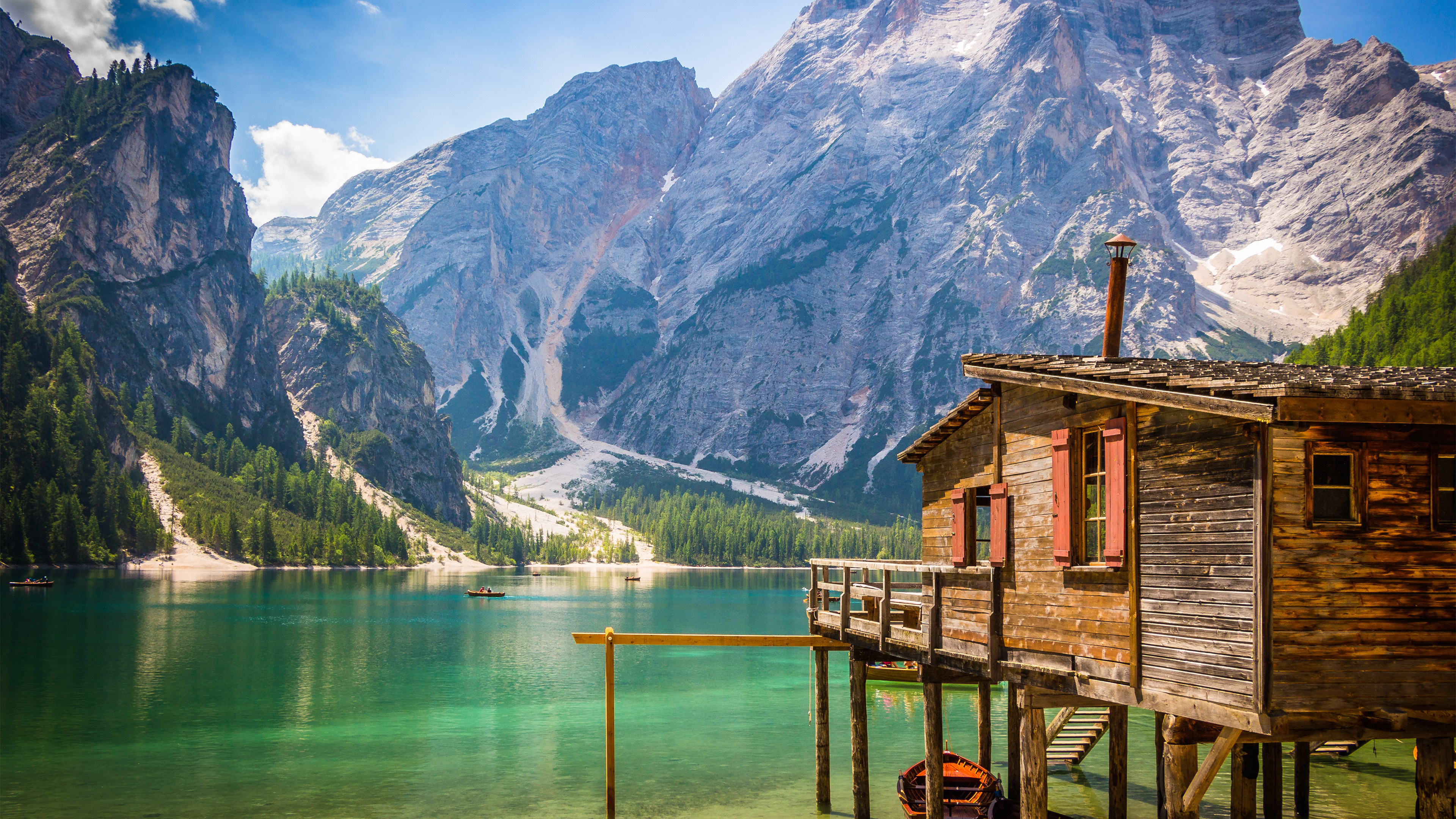 自然风光,湖泊,小木屋