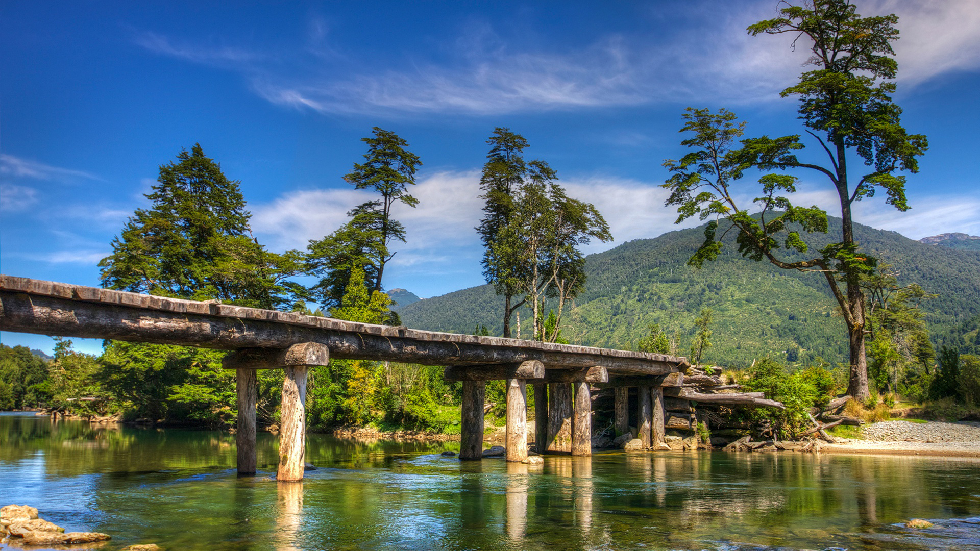 自然风光,古桥,河,热带