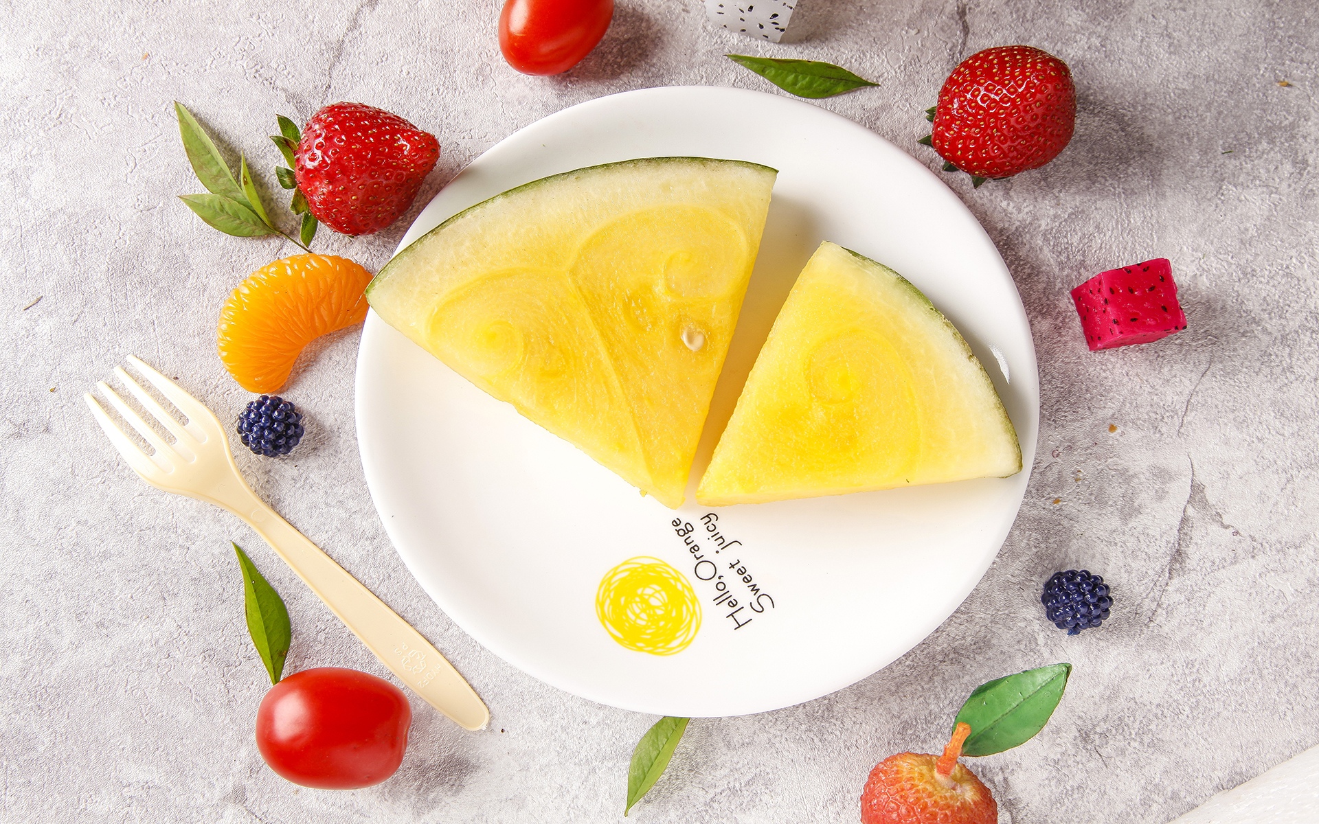 静物写真,水果,叉子,,盘子