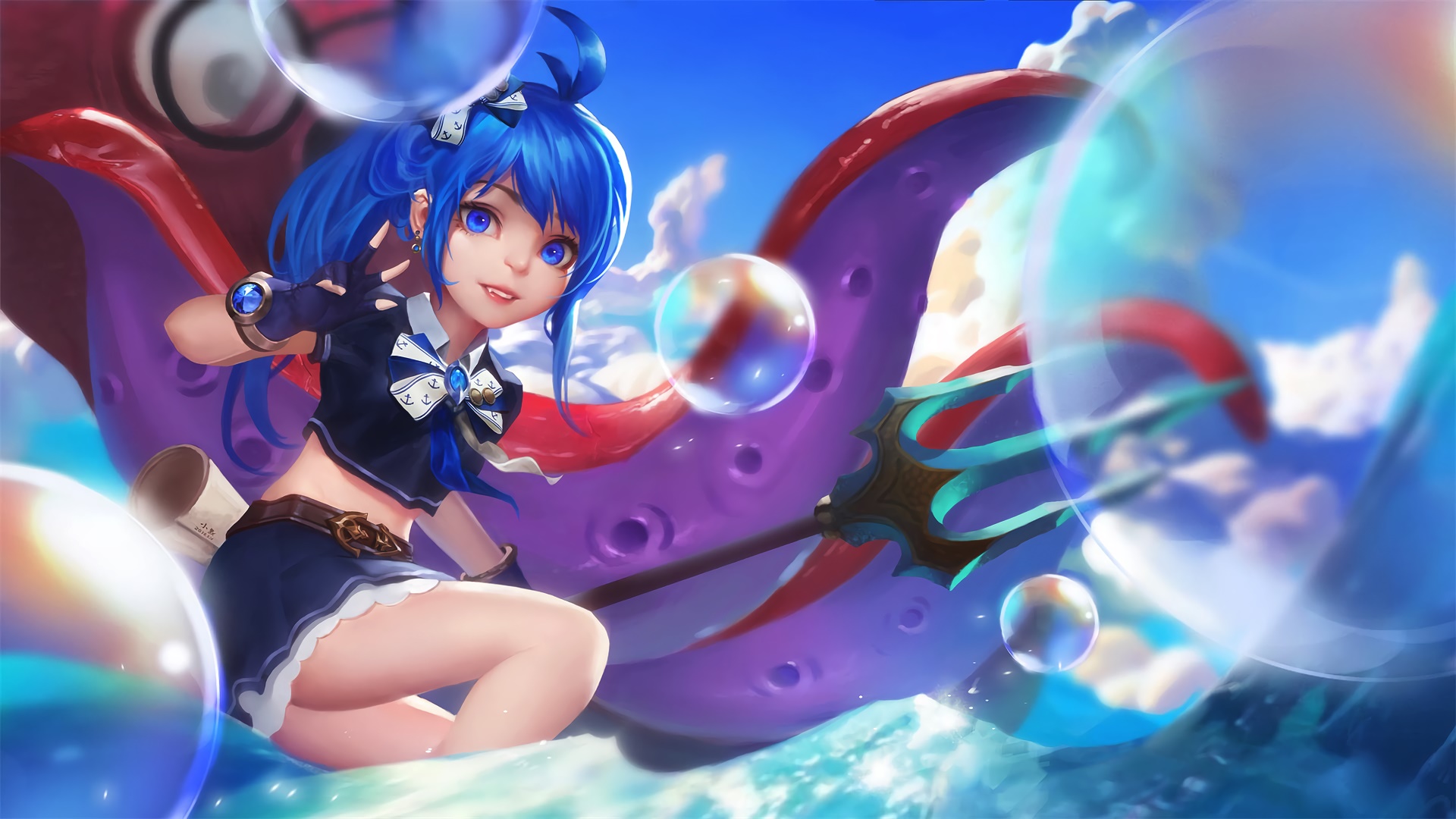 少女,萝莉,章鱼,气泡