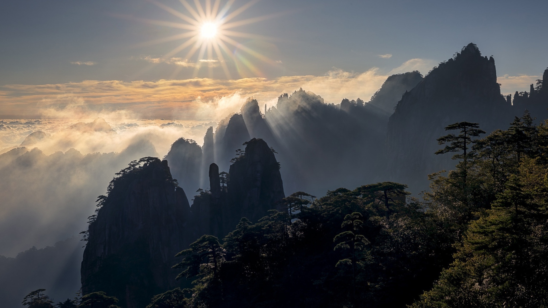 自然风光,日出,云海,黄山