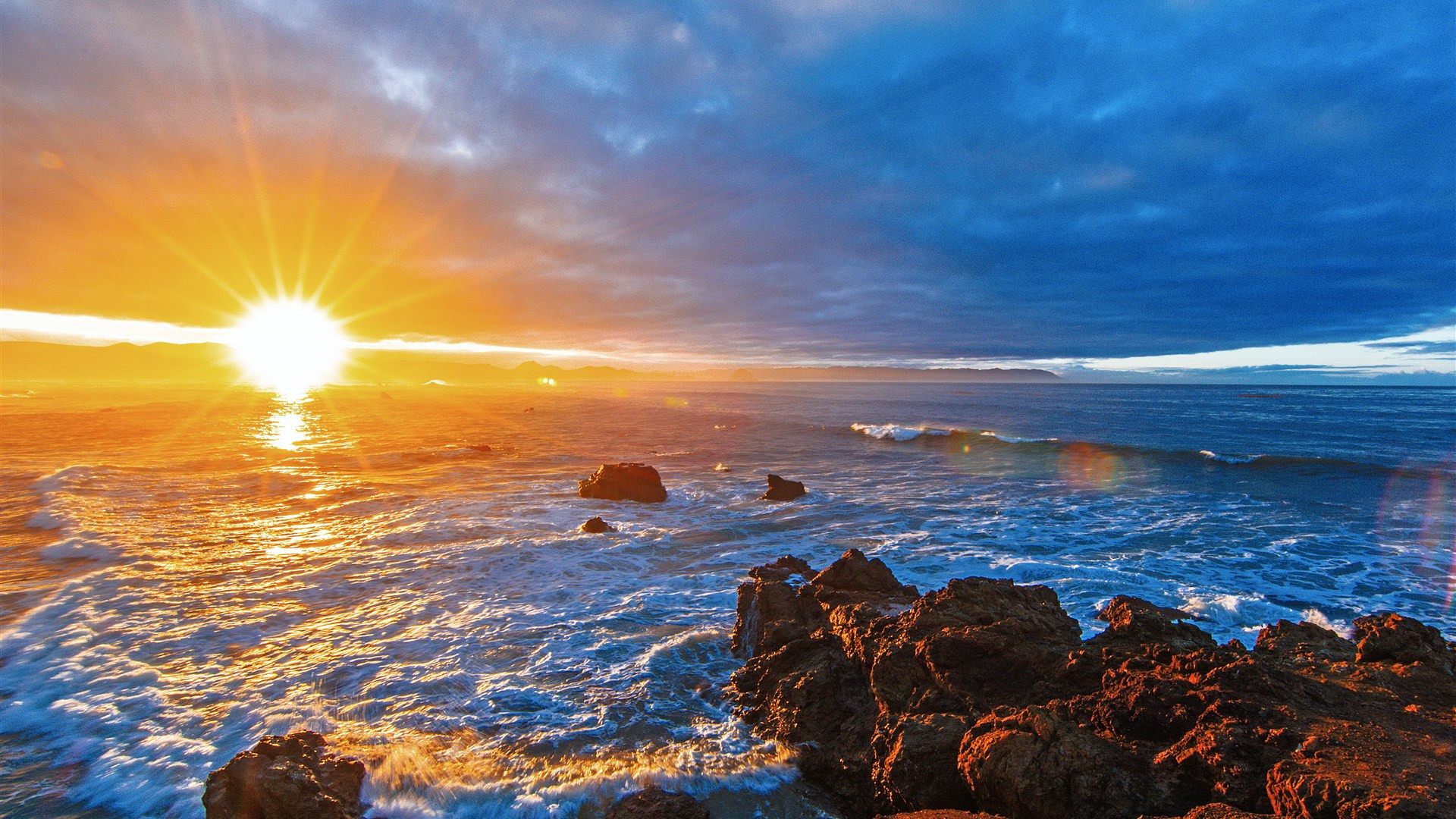 海滩,日出,大海,