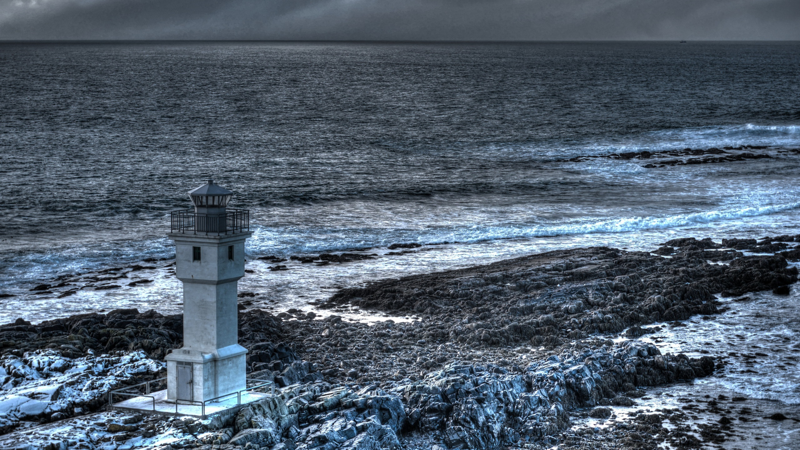 海浪,傍晚,灯塔