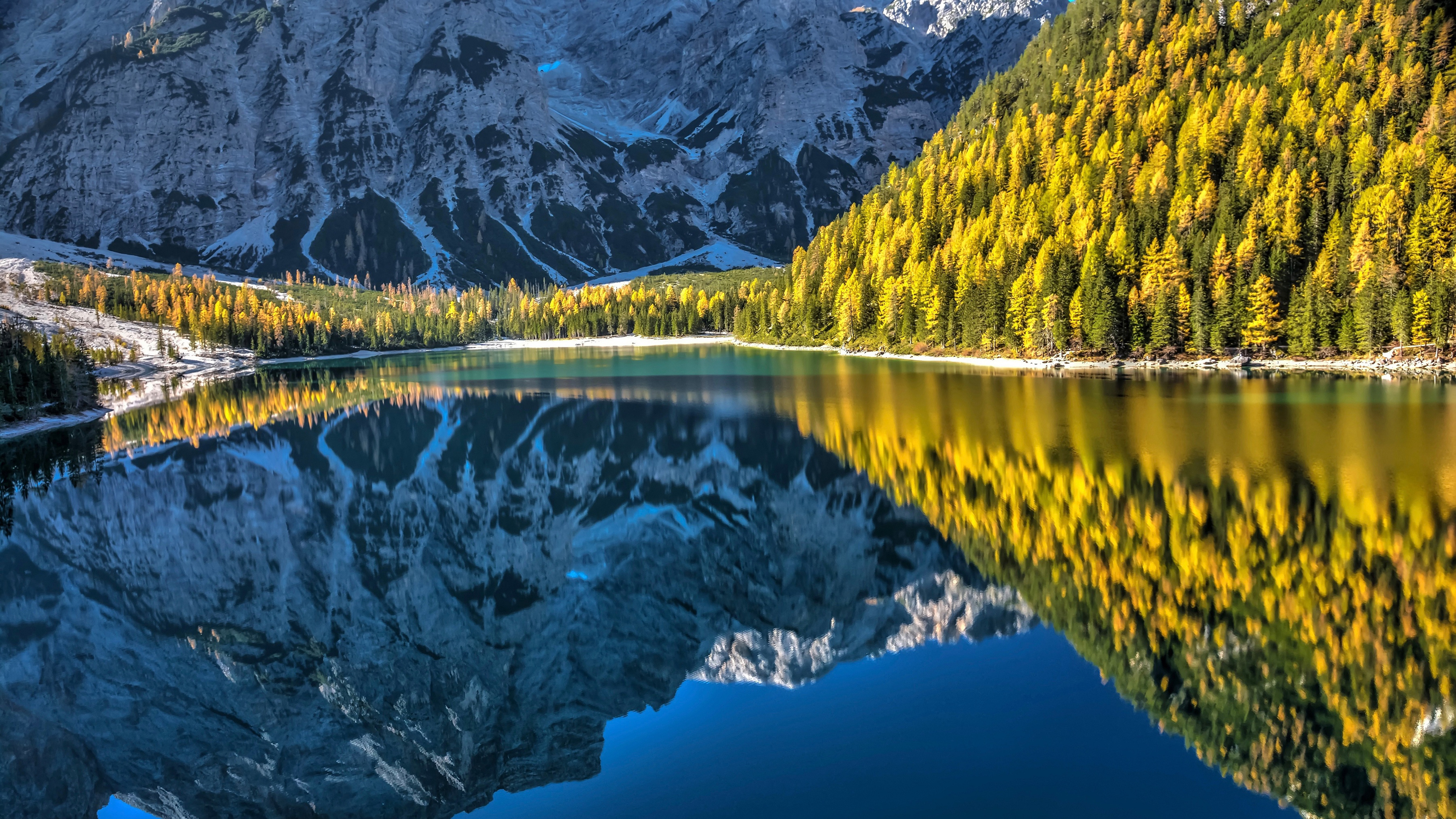 自然风光,雪山,湖水,树林