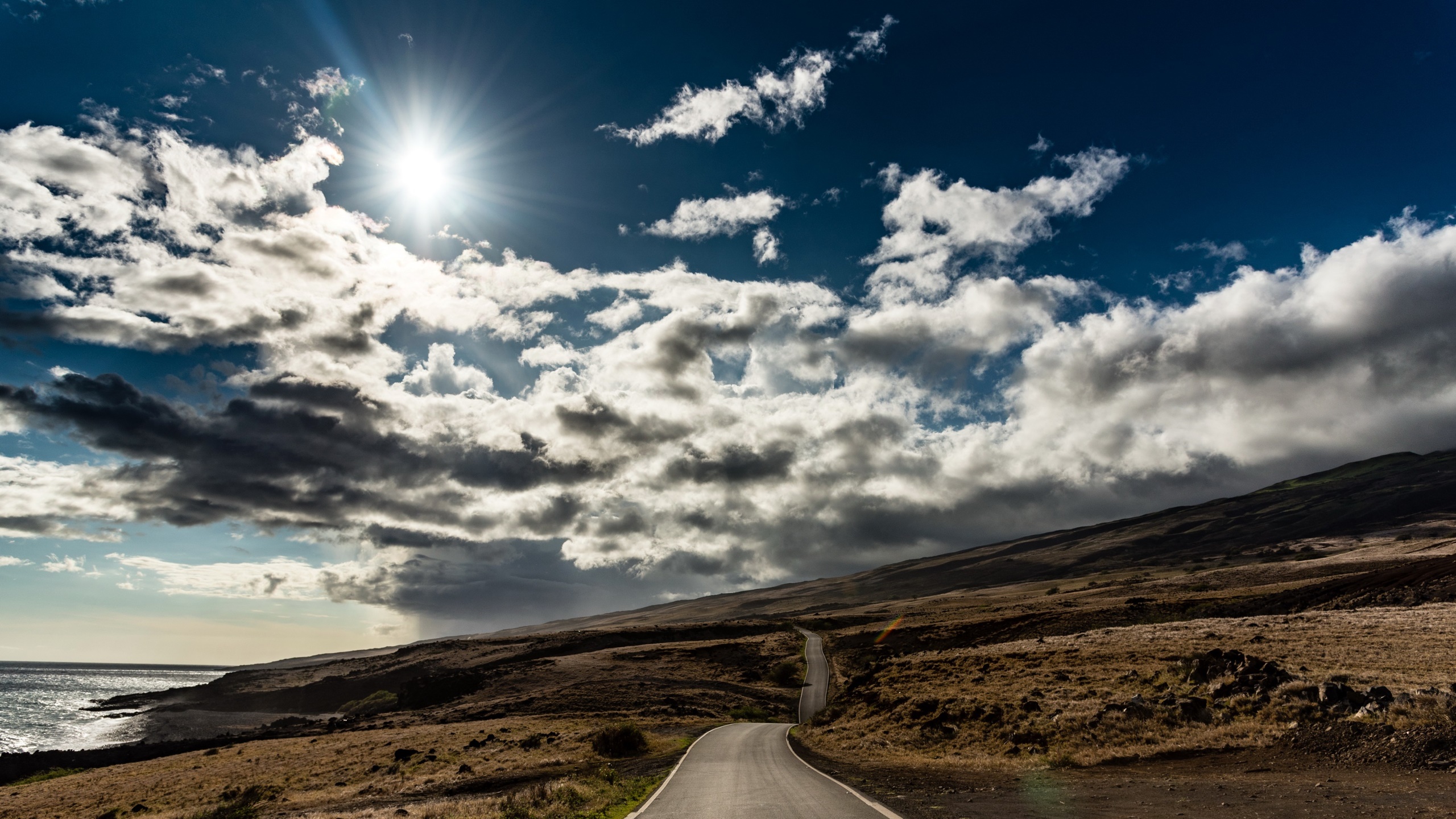 蓝天白云,高原,太阳,公路