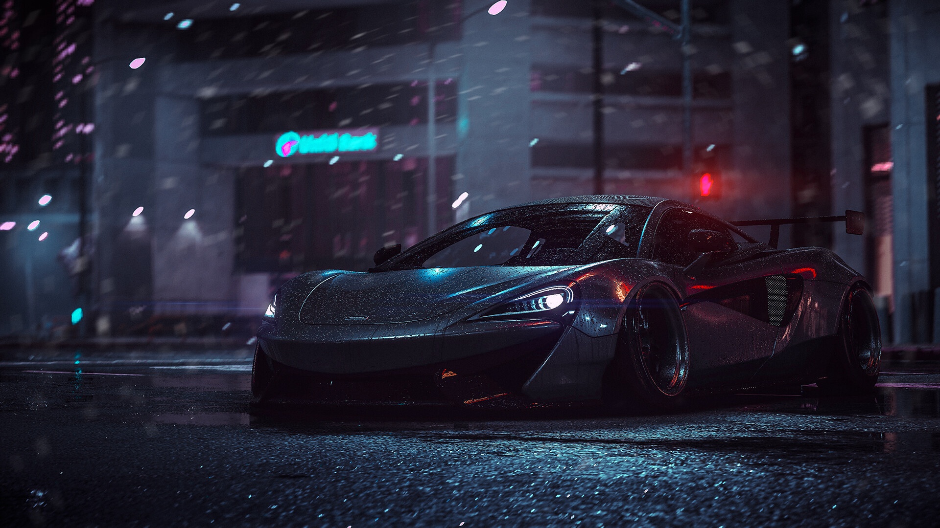 迈凯伦,夜景,雨