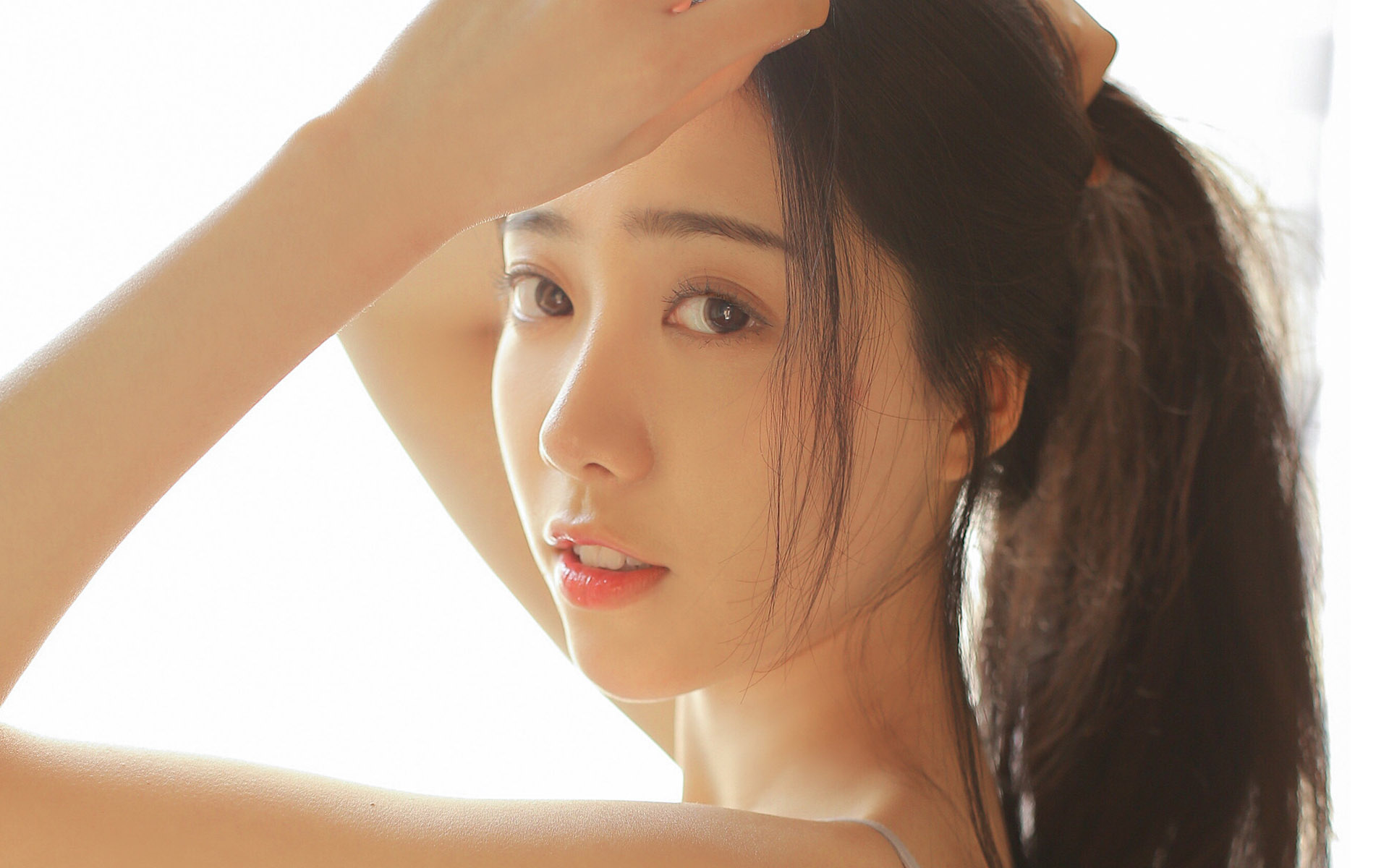 清纯,马尾,扎头发