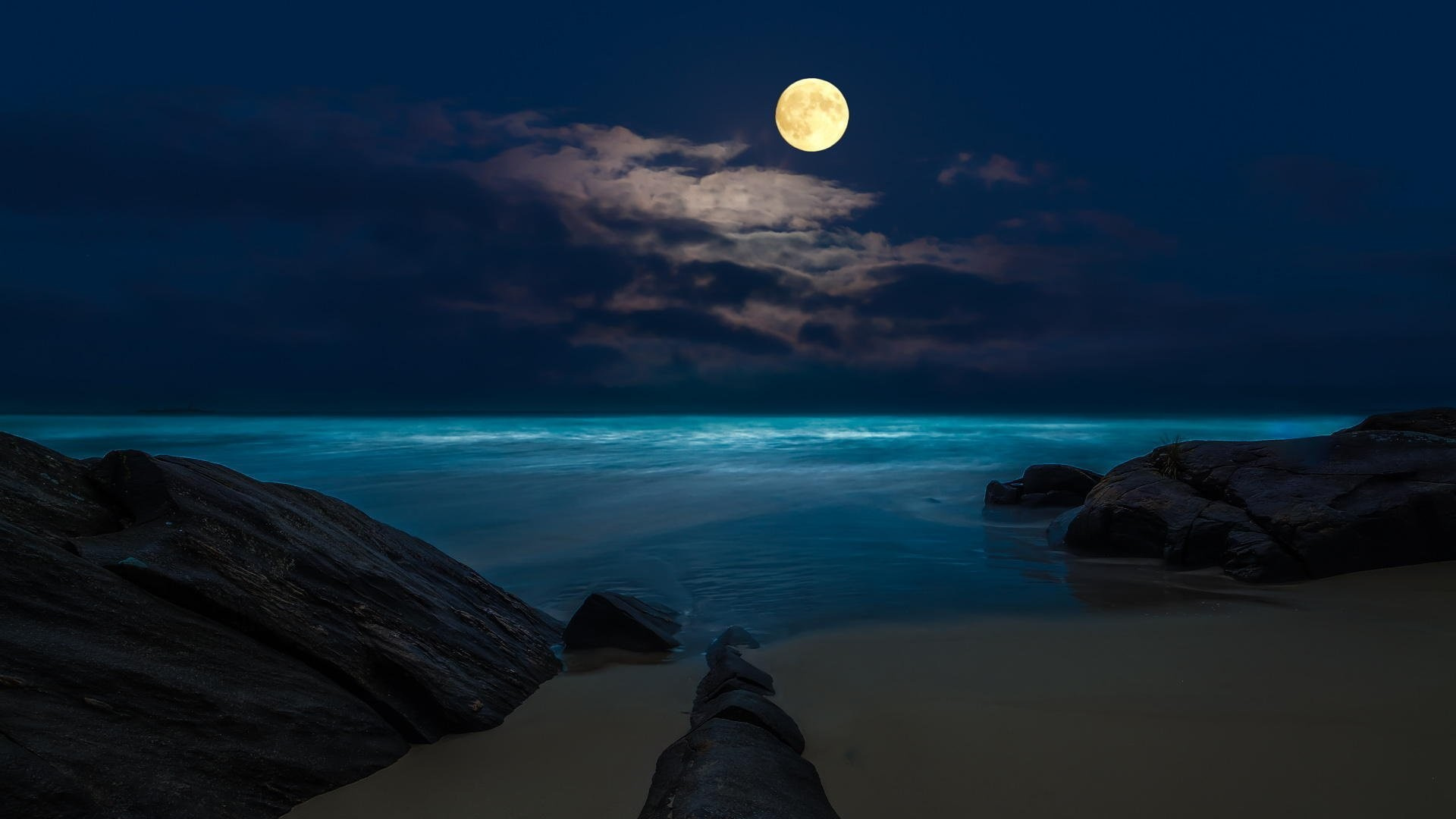 自然风光,月亮,圆月,大海