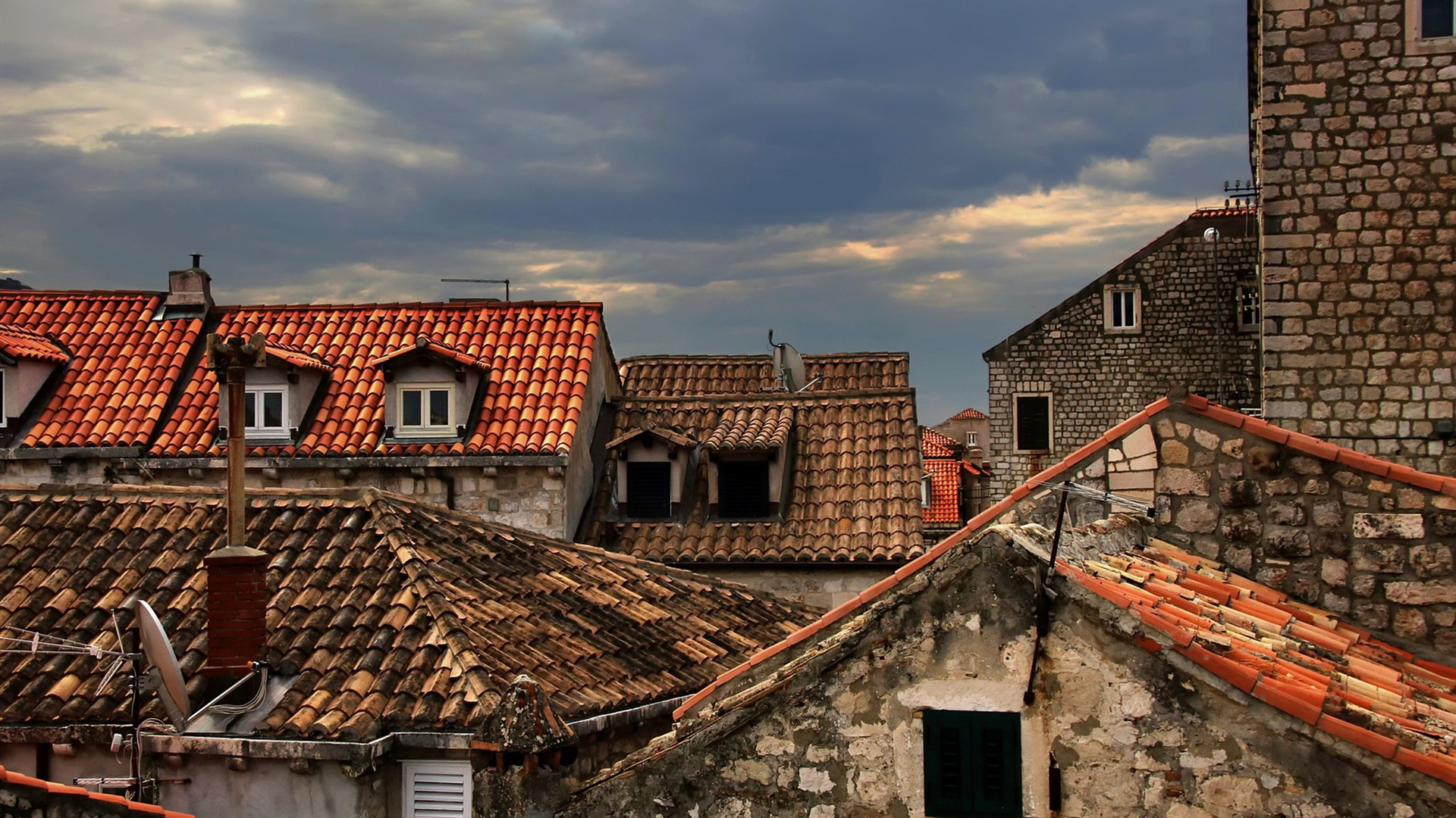 城市,屋顶,群落
