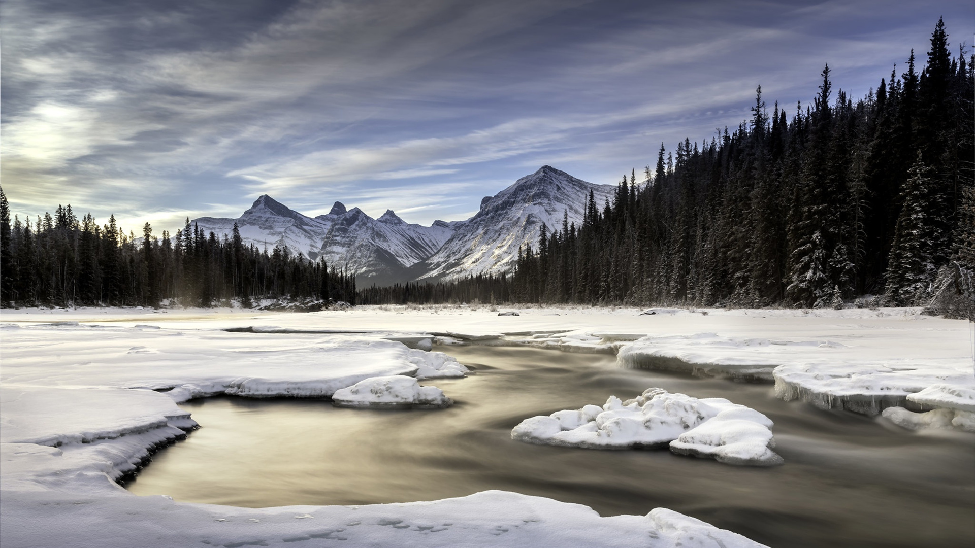 冰天雪地,雪山,树林,冰河