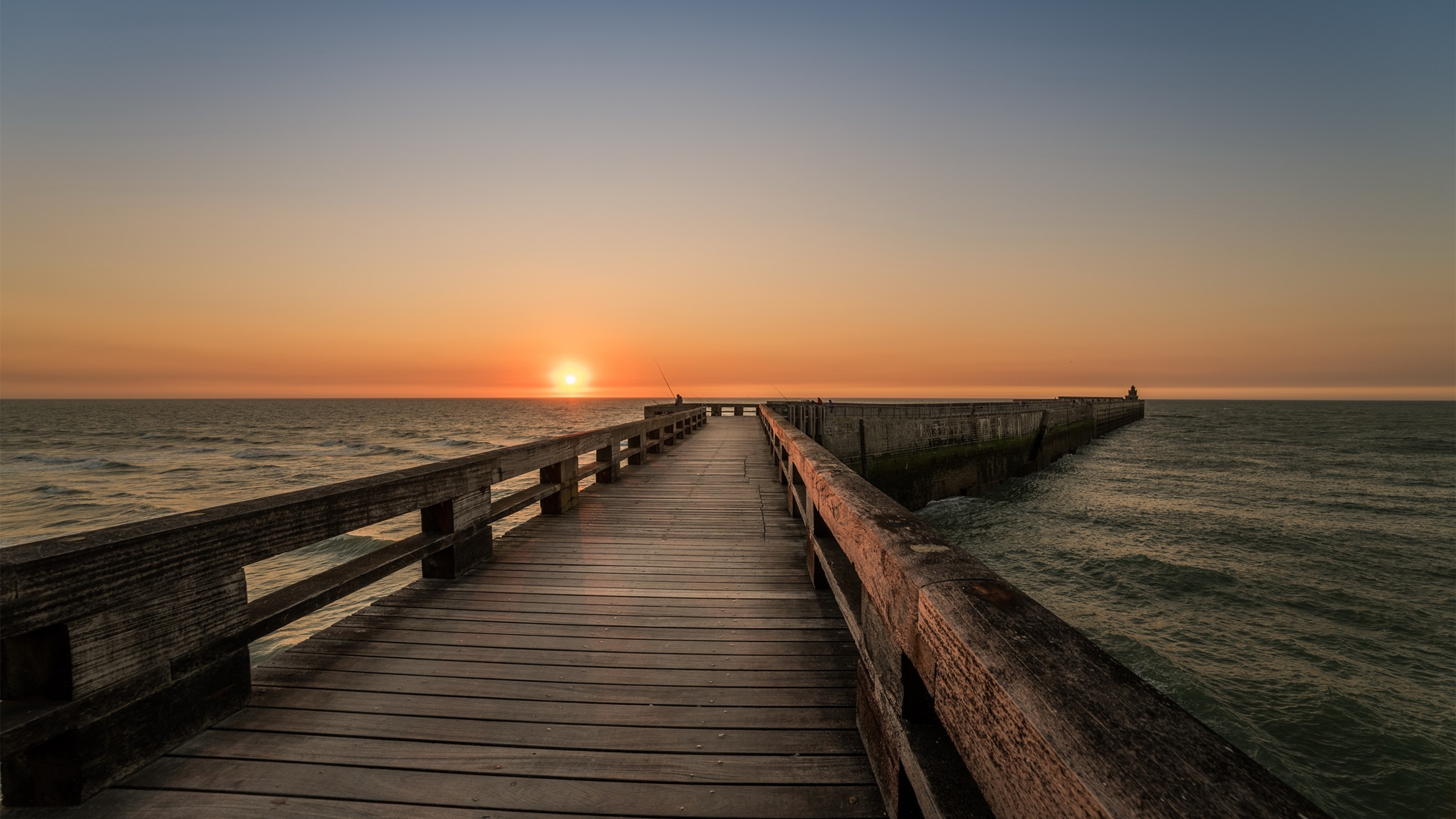 落日余晖,晚霞,栈桥,大海