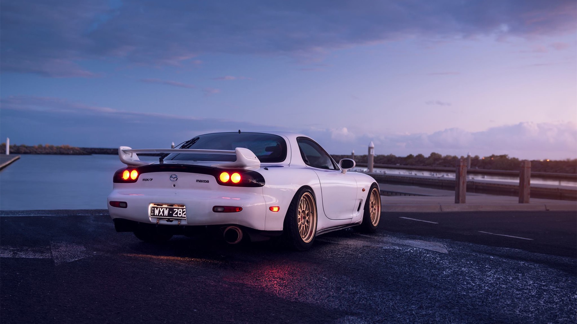 马自达,跑车,夜幕