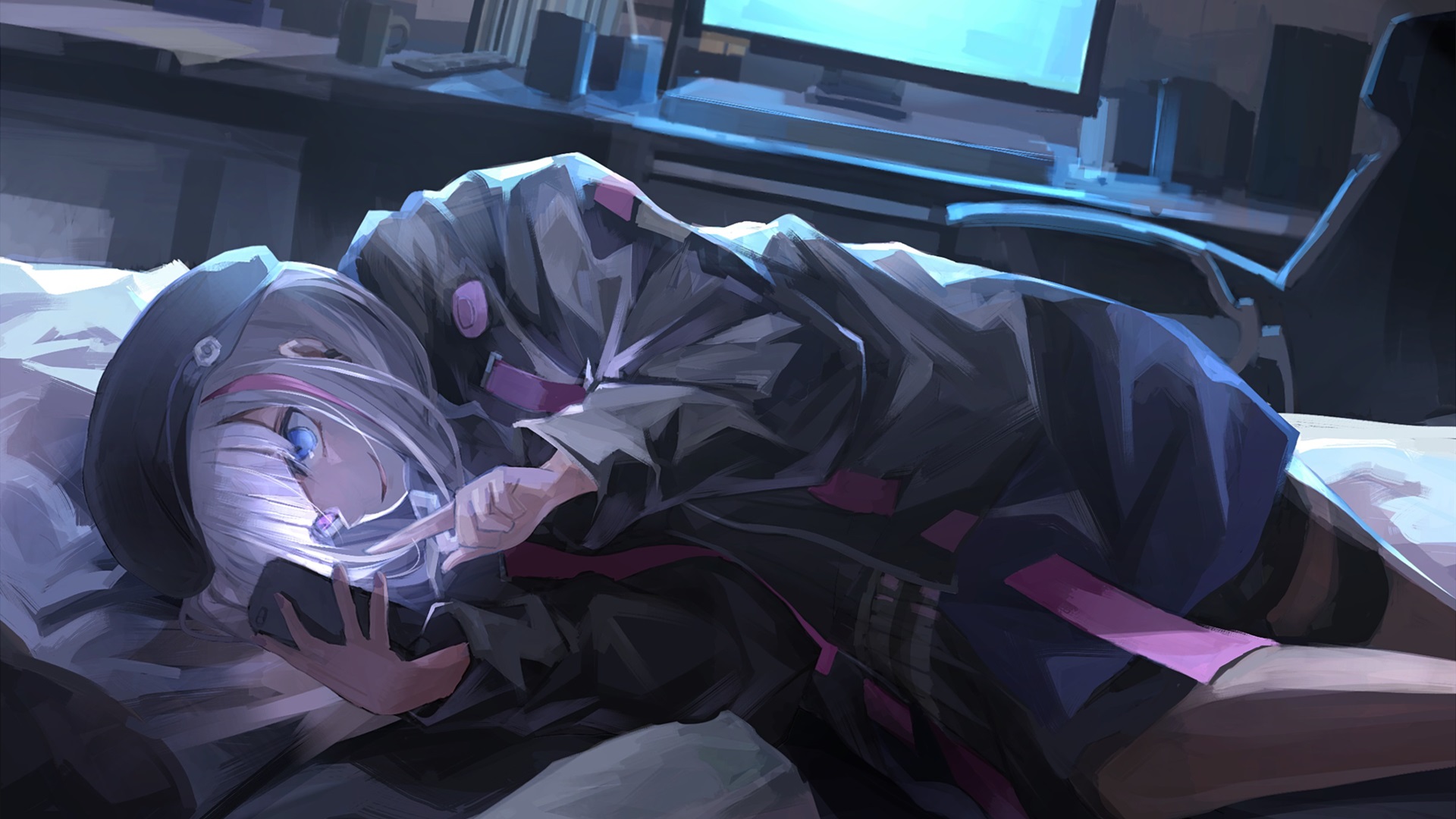 卡通人物,手机,电脑,家