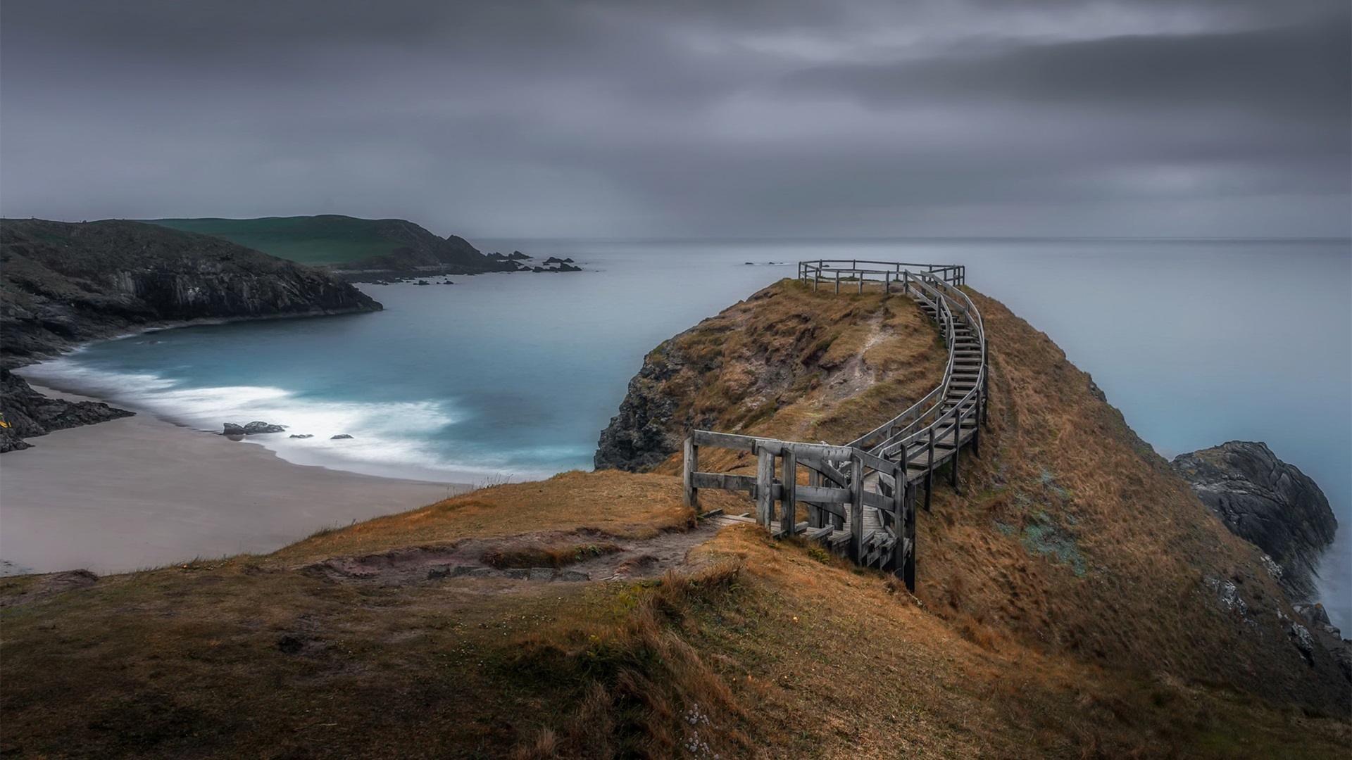 海洋天堂,海岸,阴天,眺望