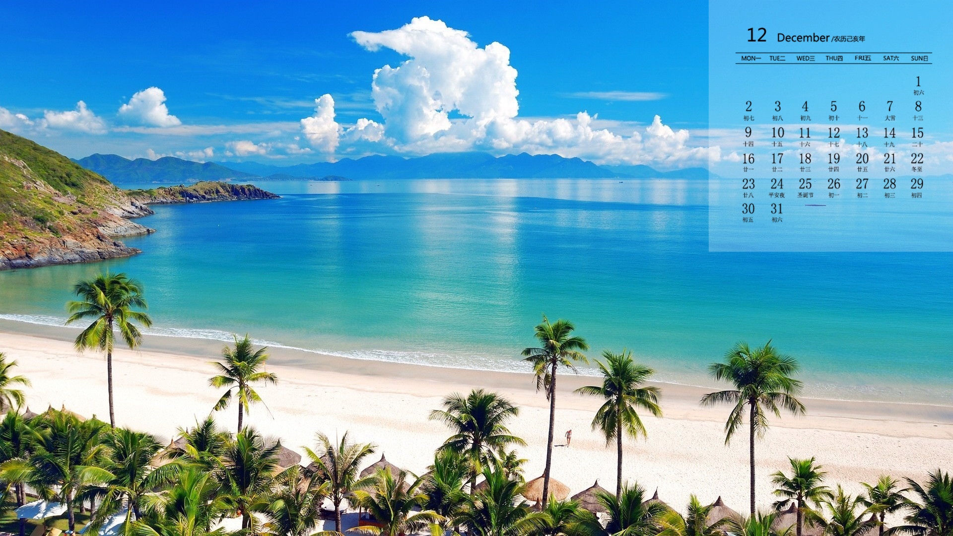 月历,2019年12月,日历