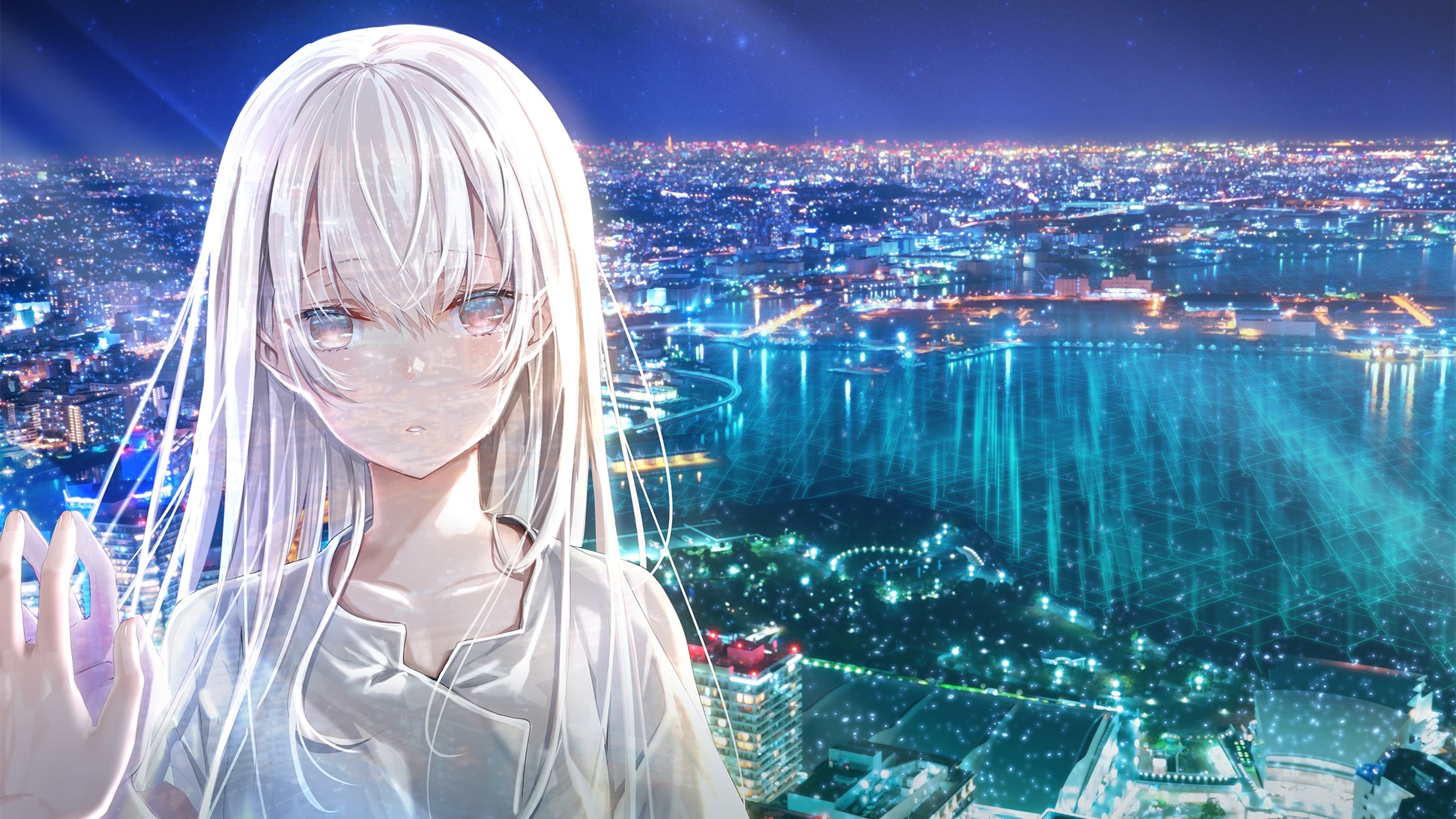 卡通人物,城市夜景