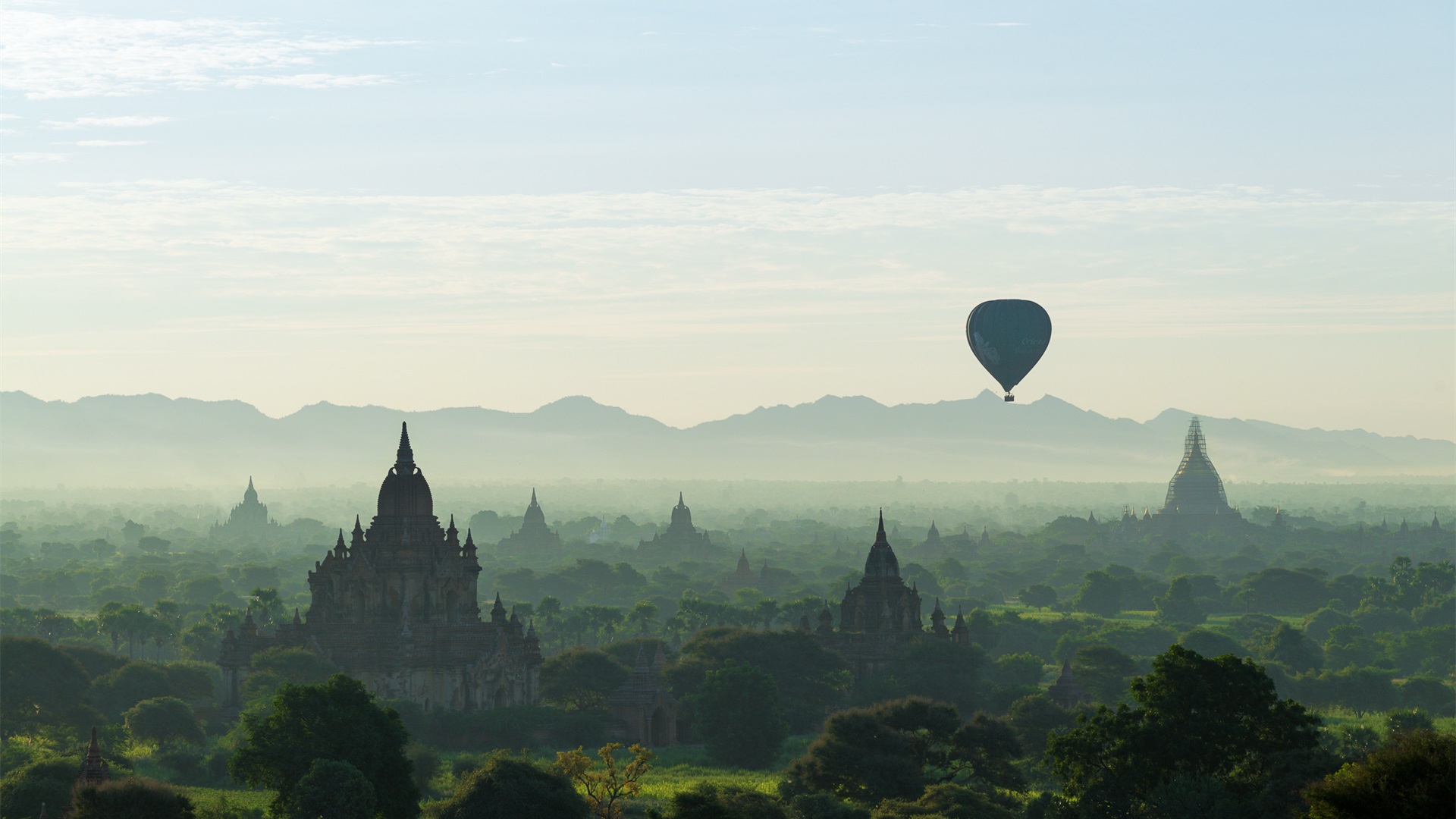 自然风光,寺庙,佛教,热气球