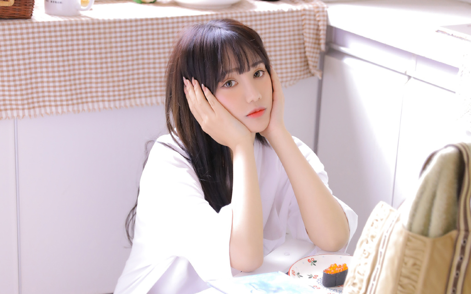 清纯,长发,刘海,居家