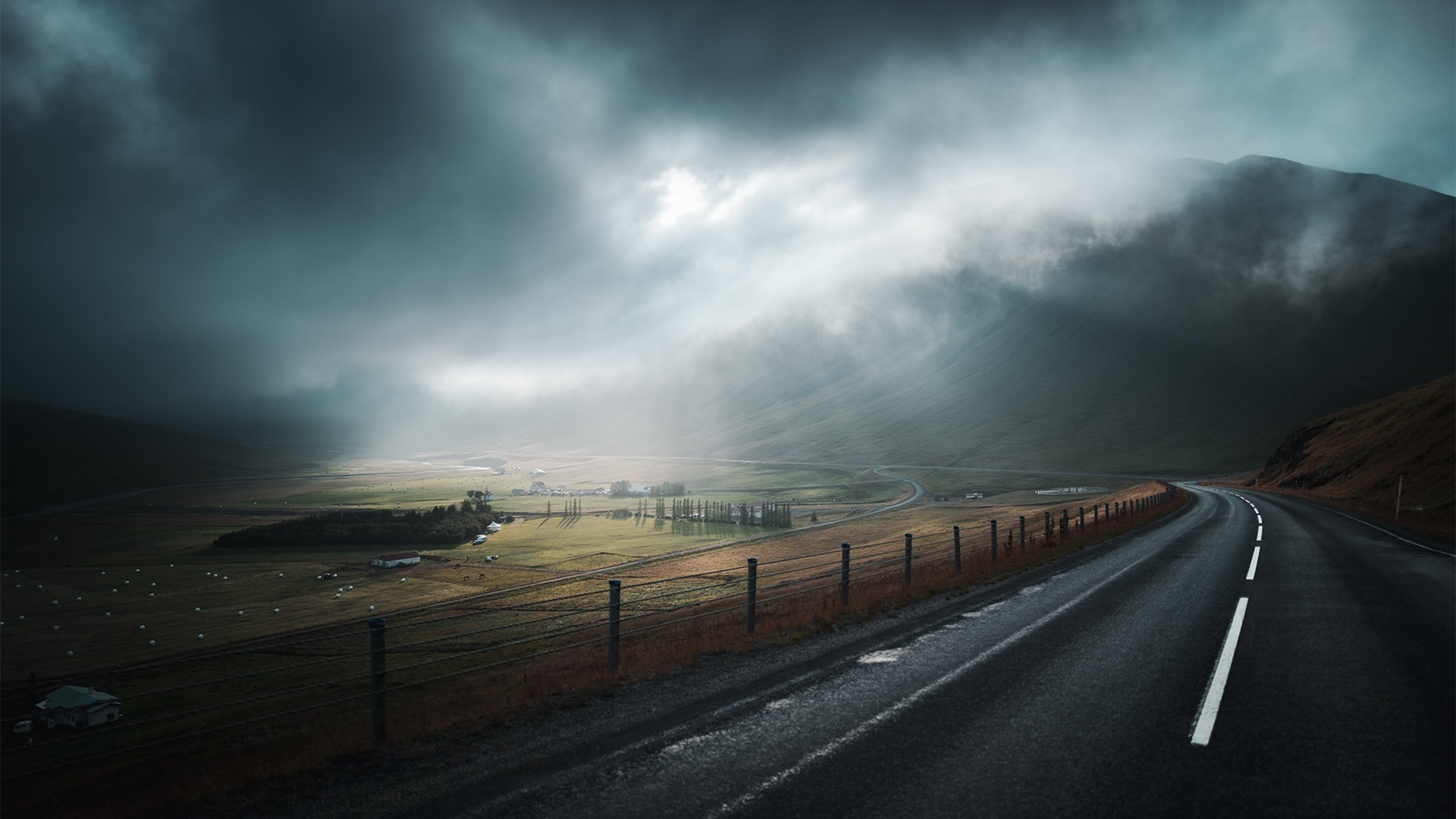 自然风光,阴天,乌云,公路