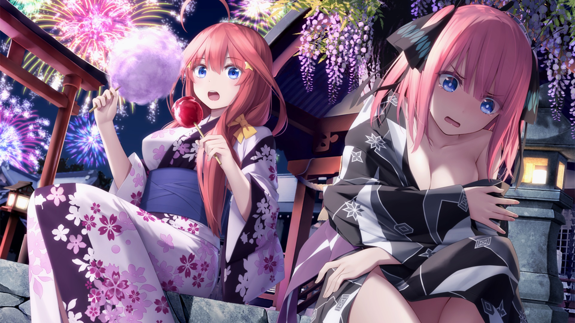 二次元,节日,烟火,棉花糖,和服