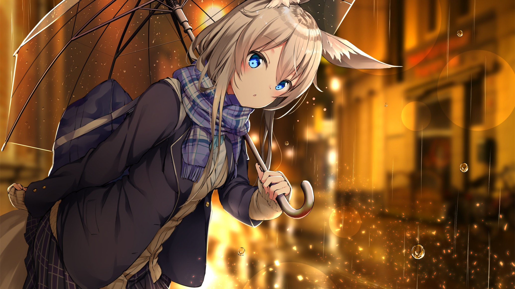 卡通人物,下雨天,雨伞