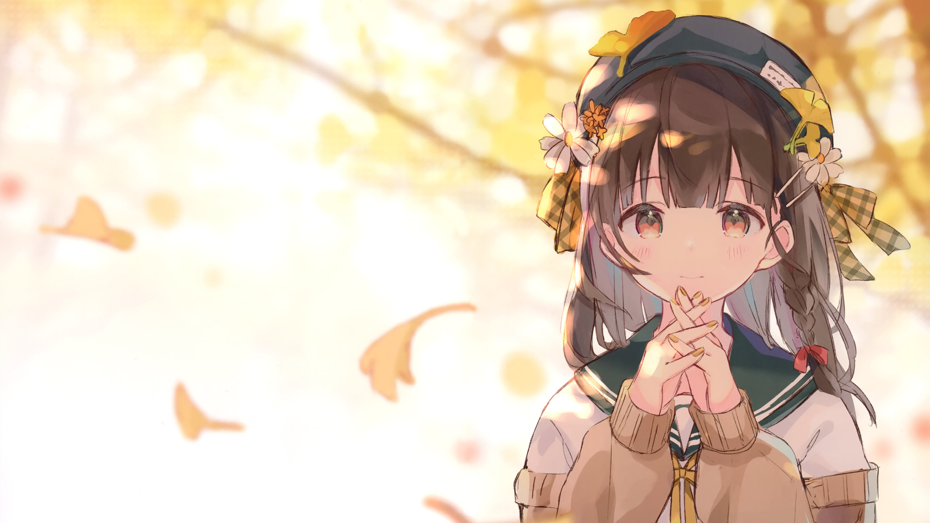 卡通人物,二次元,银杏,落叶