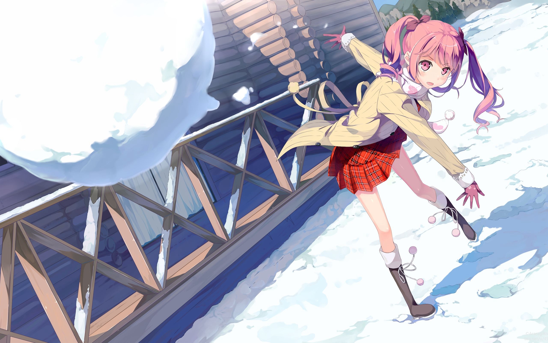 卡通人物,二次元,雪球,雪仗