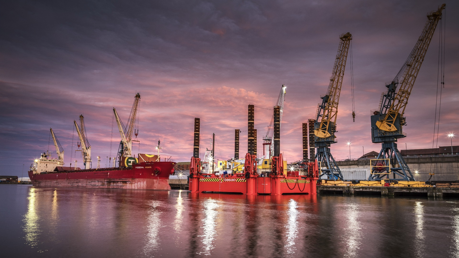 城市夜景,码头,港口
