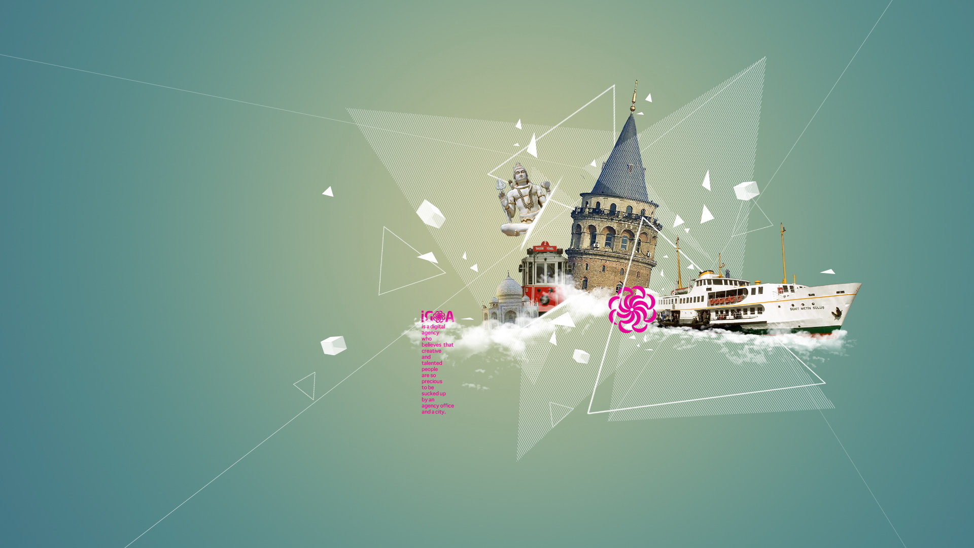 创意,设计,绿色,简约,线条,儿童桌面专用