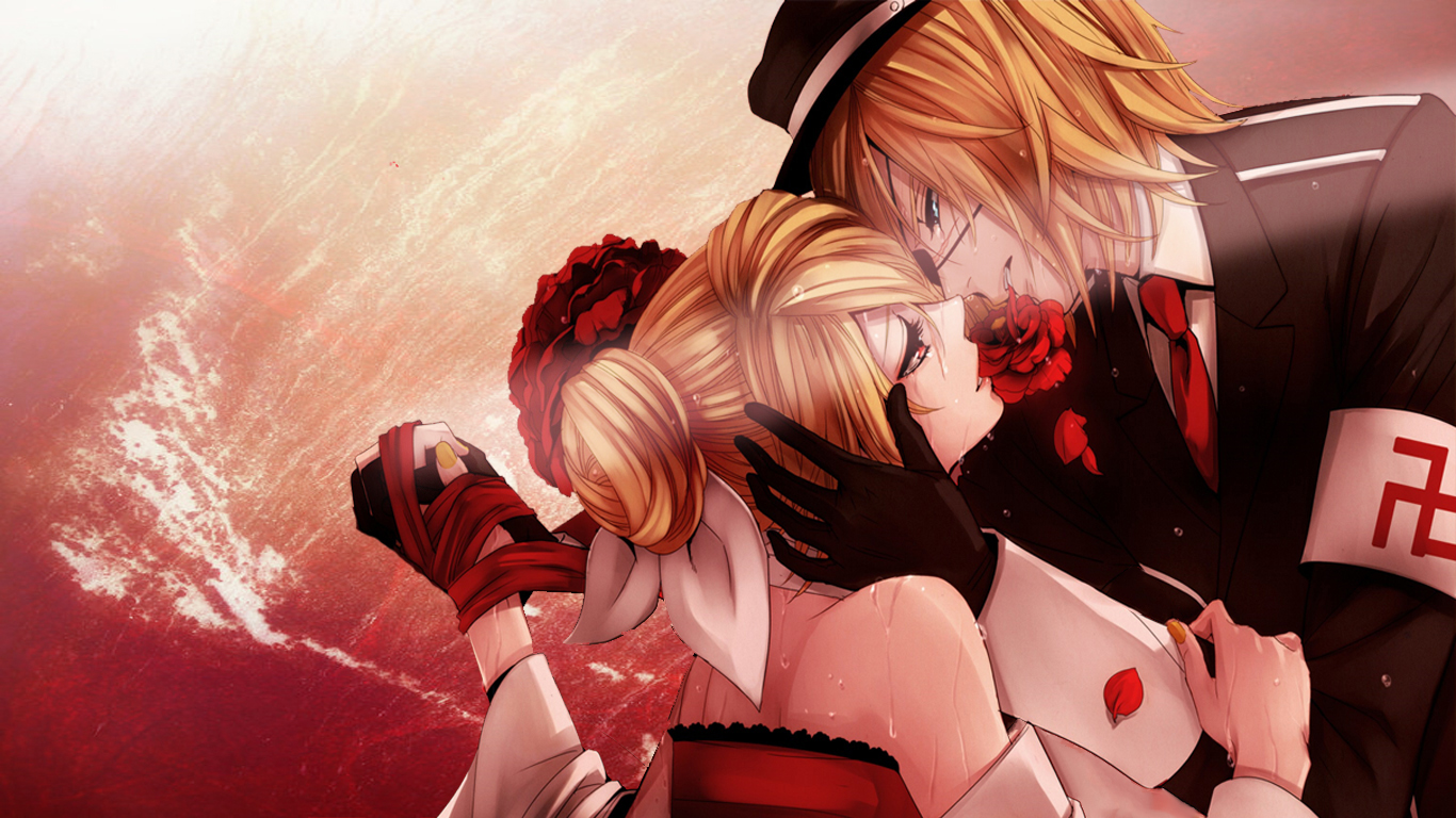 日本,动漫,原创,武士,爱情,粉,悲伤,玫瑰