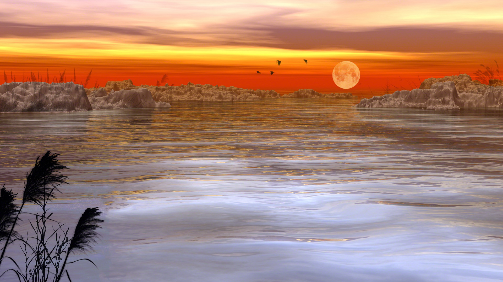 风景,风光,景观,落日余晖,儿童桌面专用