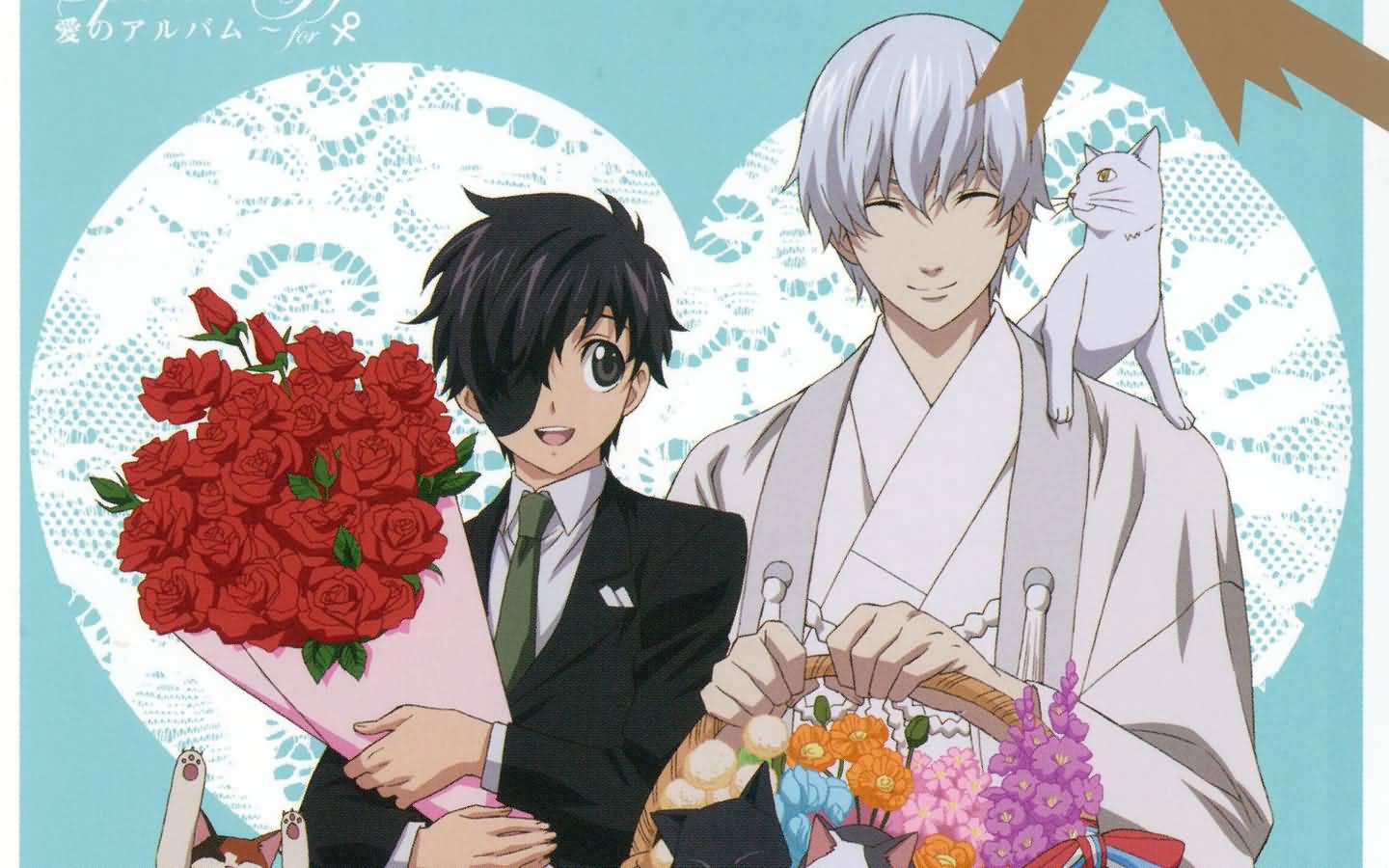 动漫,CG,六月八日,漫画,少男,玫瑰,猫,儿童桌面专用