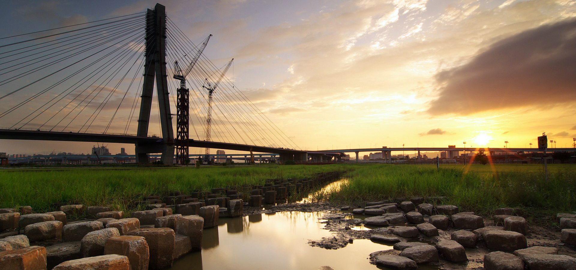 风景,跨海大桥,落日余晖,mlgb,儿童桌面专用