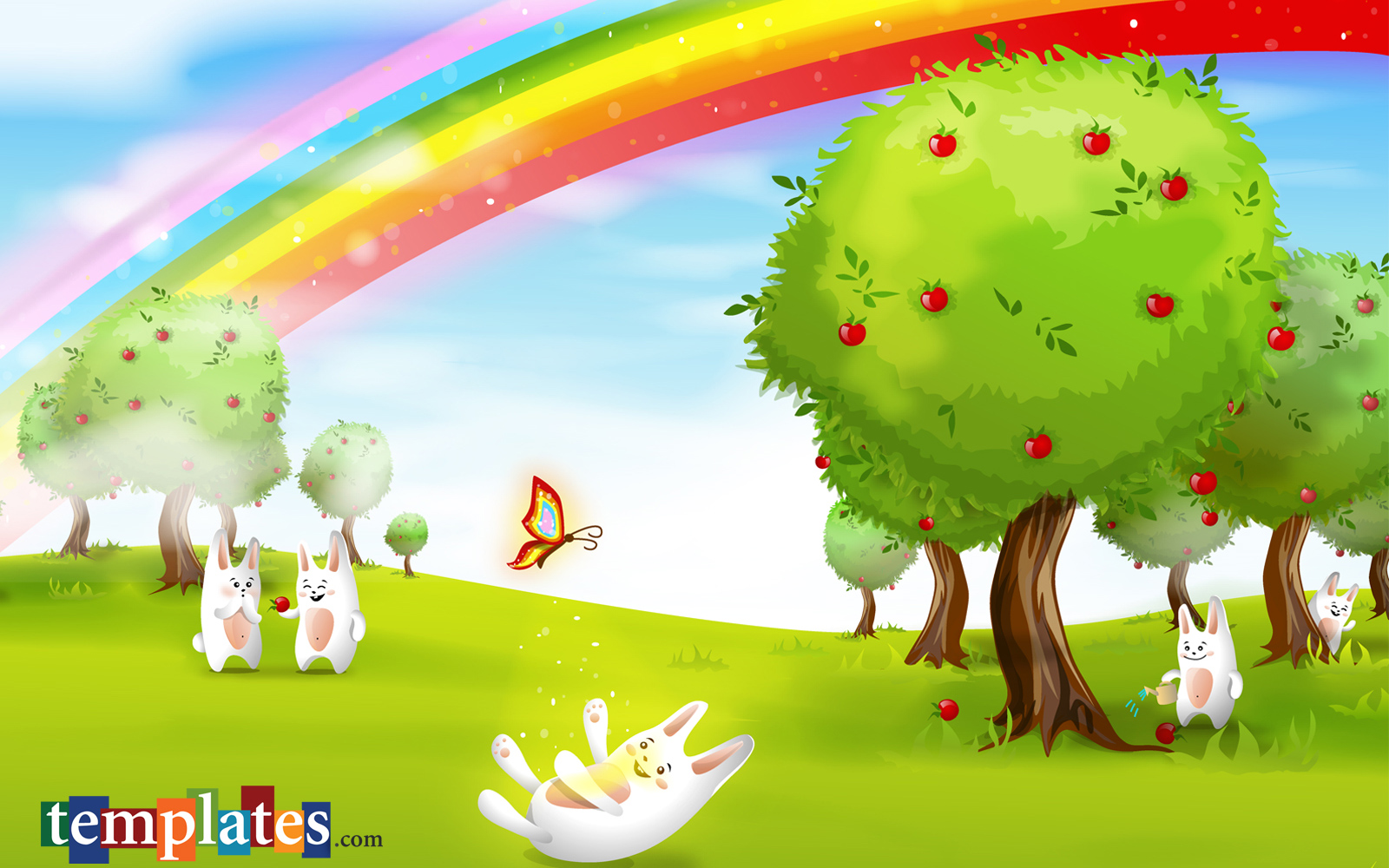 动漫,卡通,可爱,绿色植物,七彩虹,儿童桌面专用,尼玛