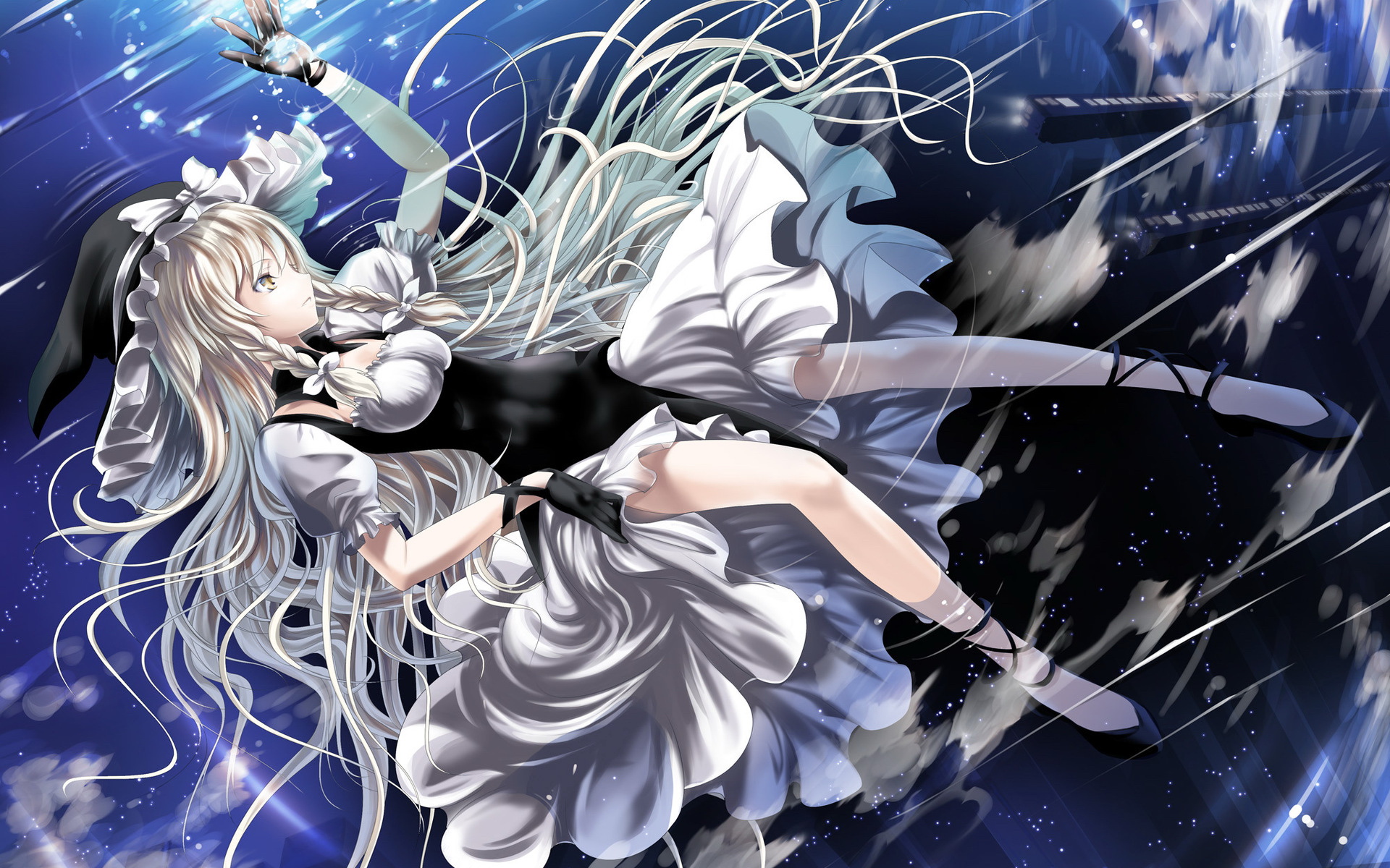 日本,动漫,原创,小清新,可爱,萝莉,蓝色,魔法,女巫,草泥马,儿童桌面专用