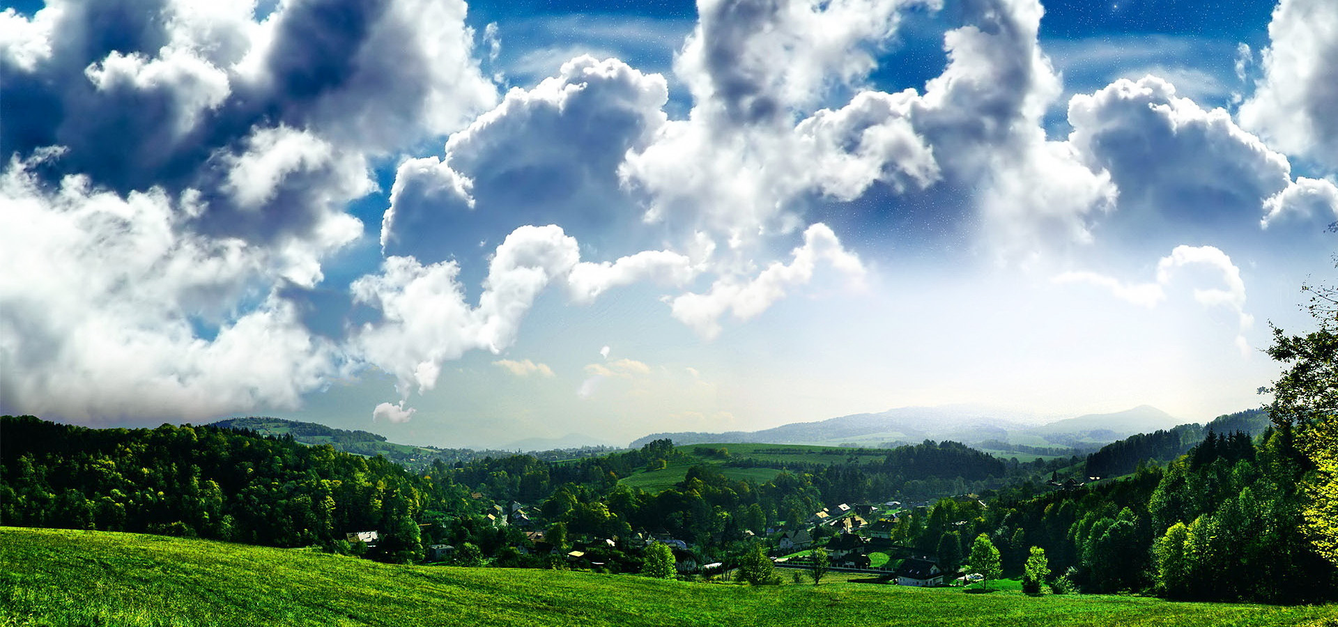 超宽,全景,风景,蓝天白云,碧绿草原,mlgb,儿童桌面专用
