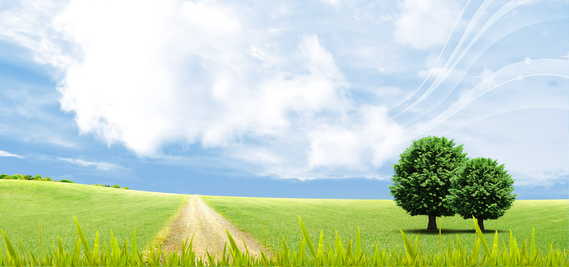 超宽,全景,风景,蓝天白云,碧绿草原,mlgb,儿童桌面专用