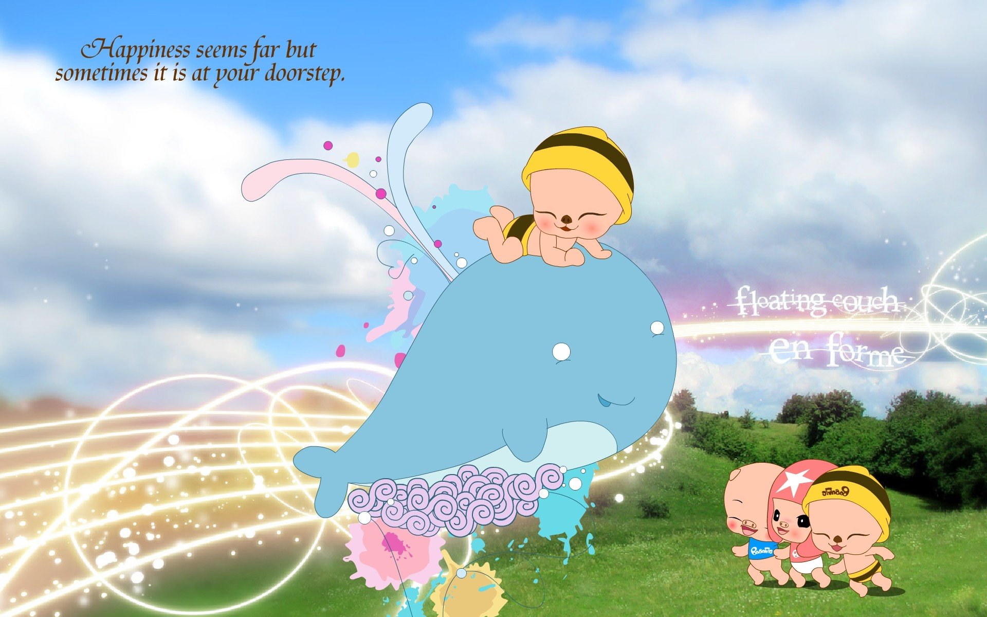 卡通,毕加猪,爱与梦飞翔,2012Y十一月21D,儿童桌面专用