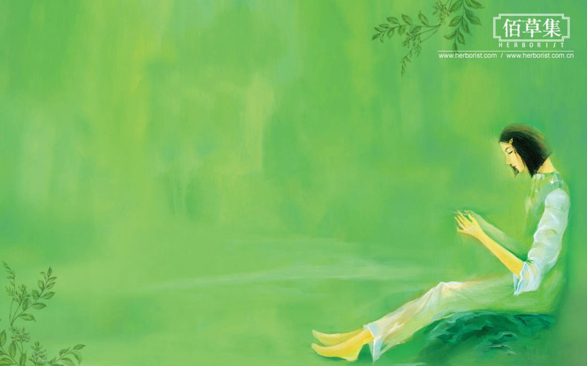 简约,手绘,绿色,儿童桌面专用