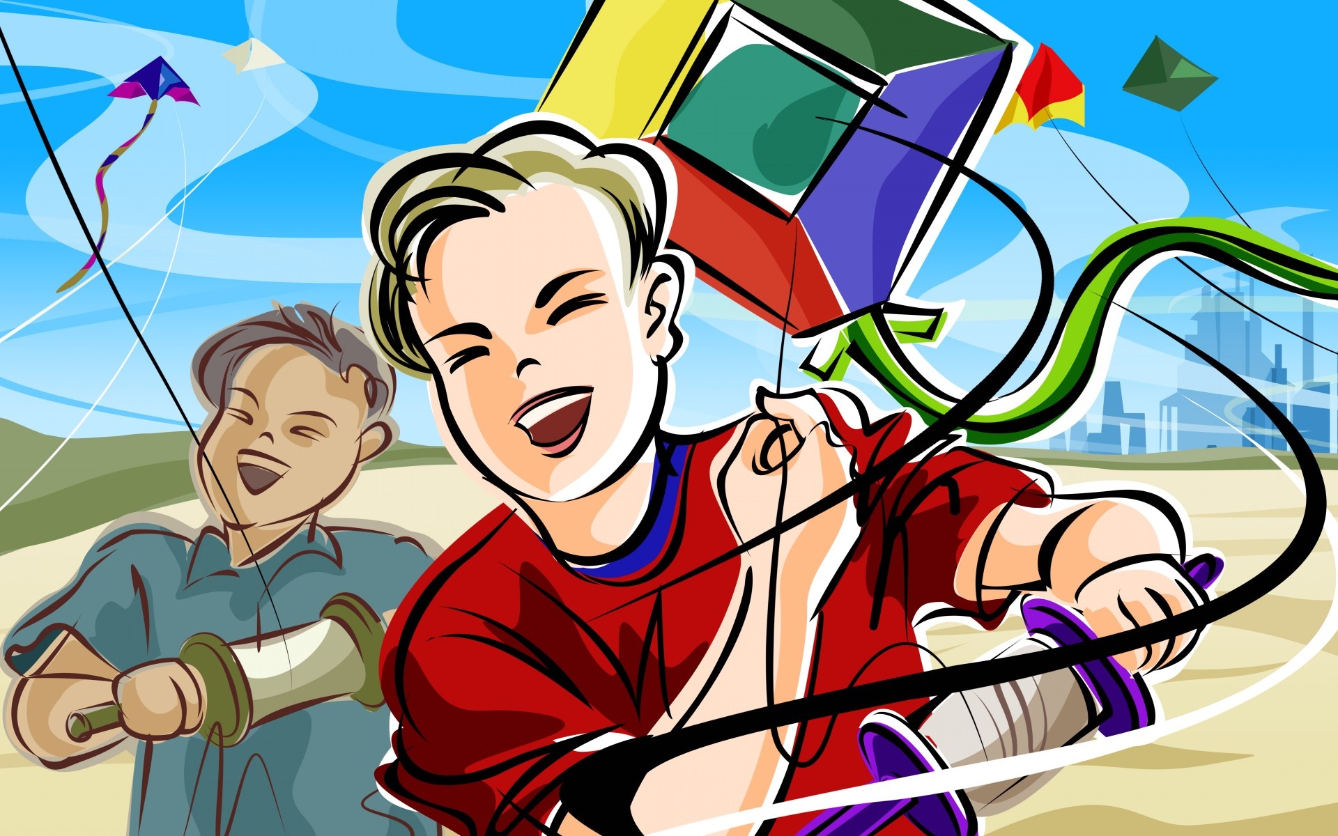 炫彩,手绘,插画,儿童桌面专用