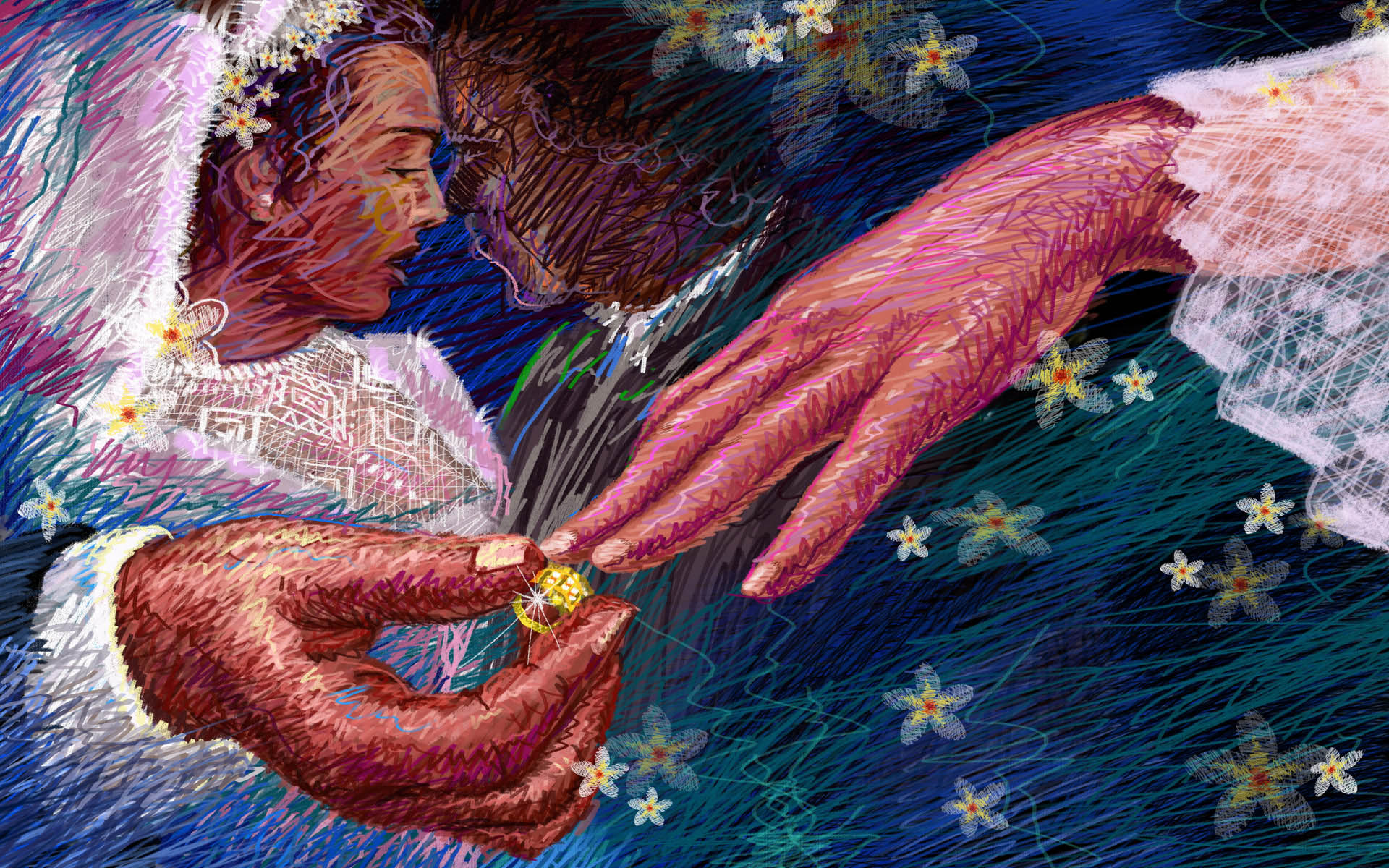 素描,绘画,蜡笔素描,炫彩,手绘