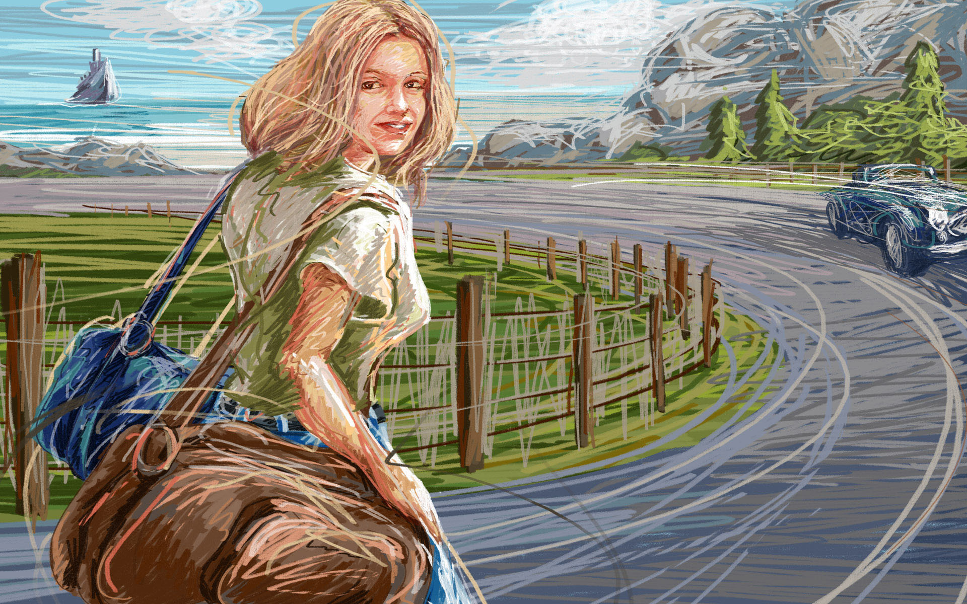 素描,蜡笔,手绘