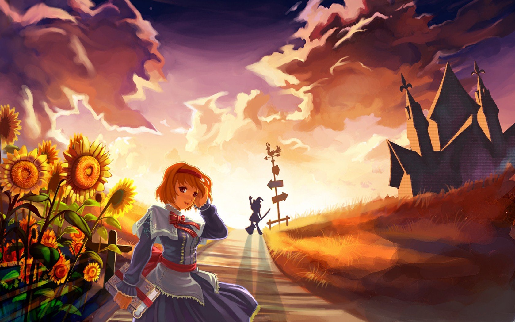 动漫,东方,动漫晚霞,动漫少女,儿童桌面专用