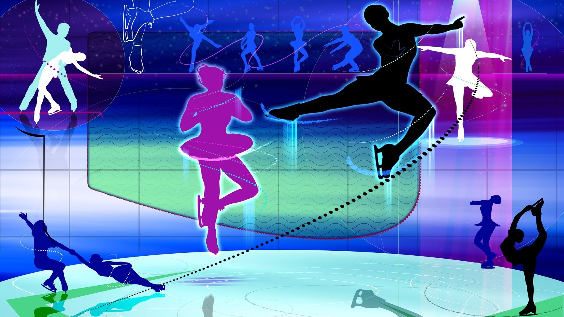 体育,奥运项目,冰上芭蕾,卡通版,手绘