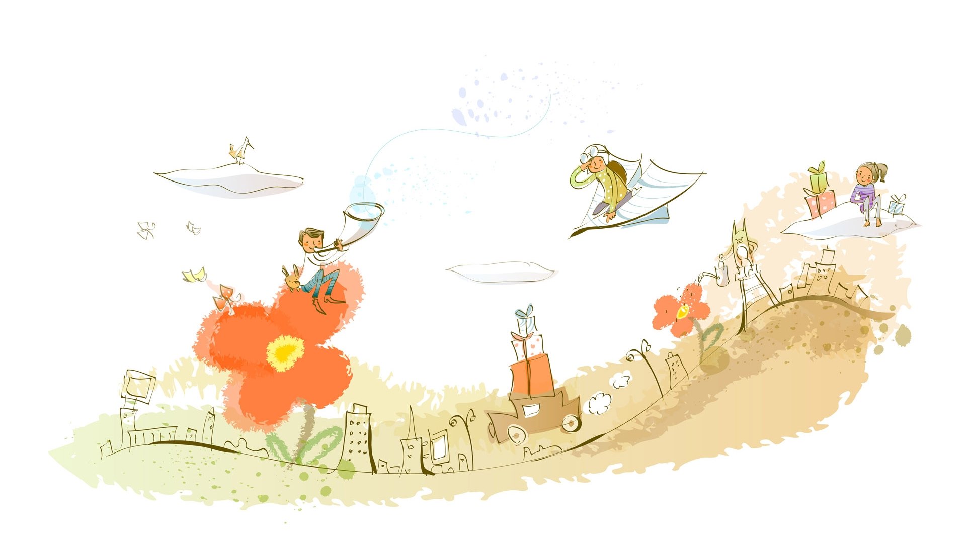 动漫,梦幻童年,童年时光,插画,手绘,儿童桌面专用