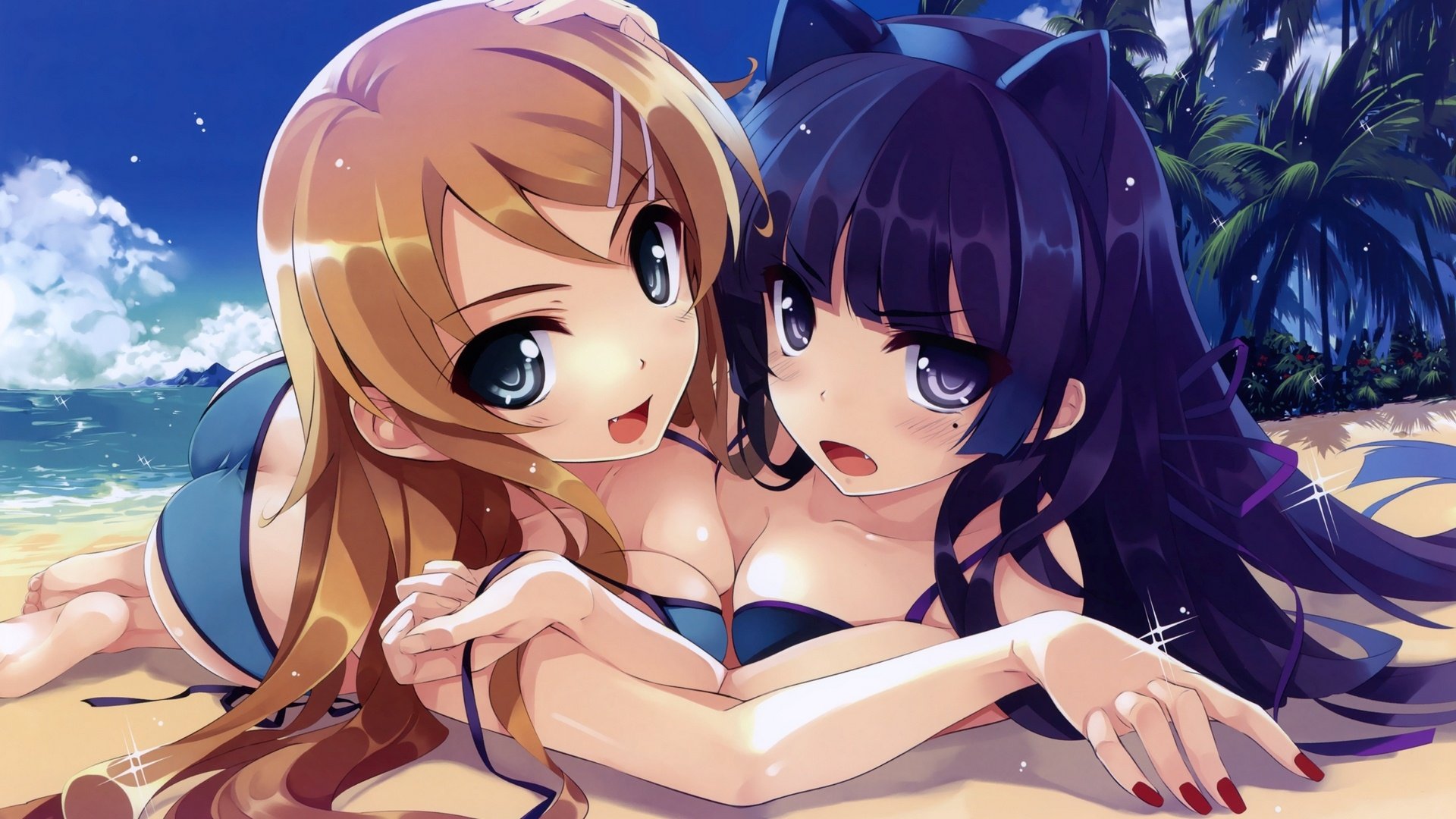 动漫,动漫少女,海滩,巨乳